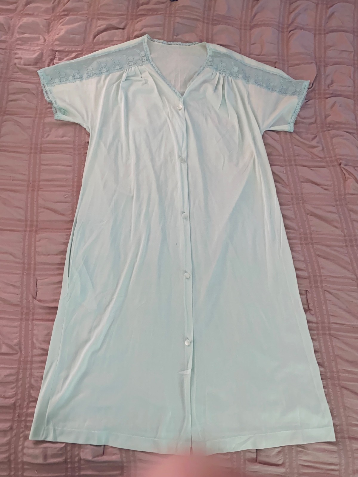 LOT of 3x Vintage Vanity Fair BLUE PINK AQUA Robe Slip Gown Nylon Nightgown SZ S