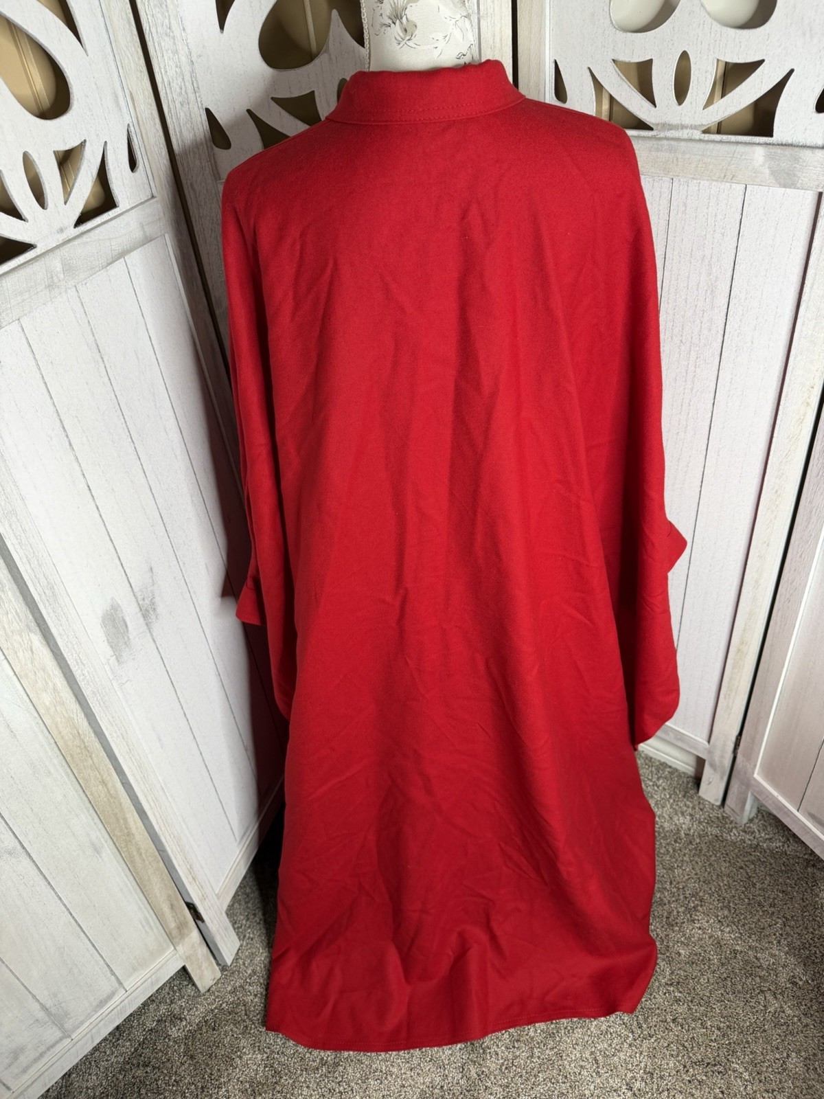 Jimmy Hourihan Pure Wool Donegal Walking Cape Ireland Bright Red One Size VTG