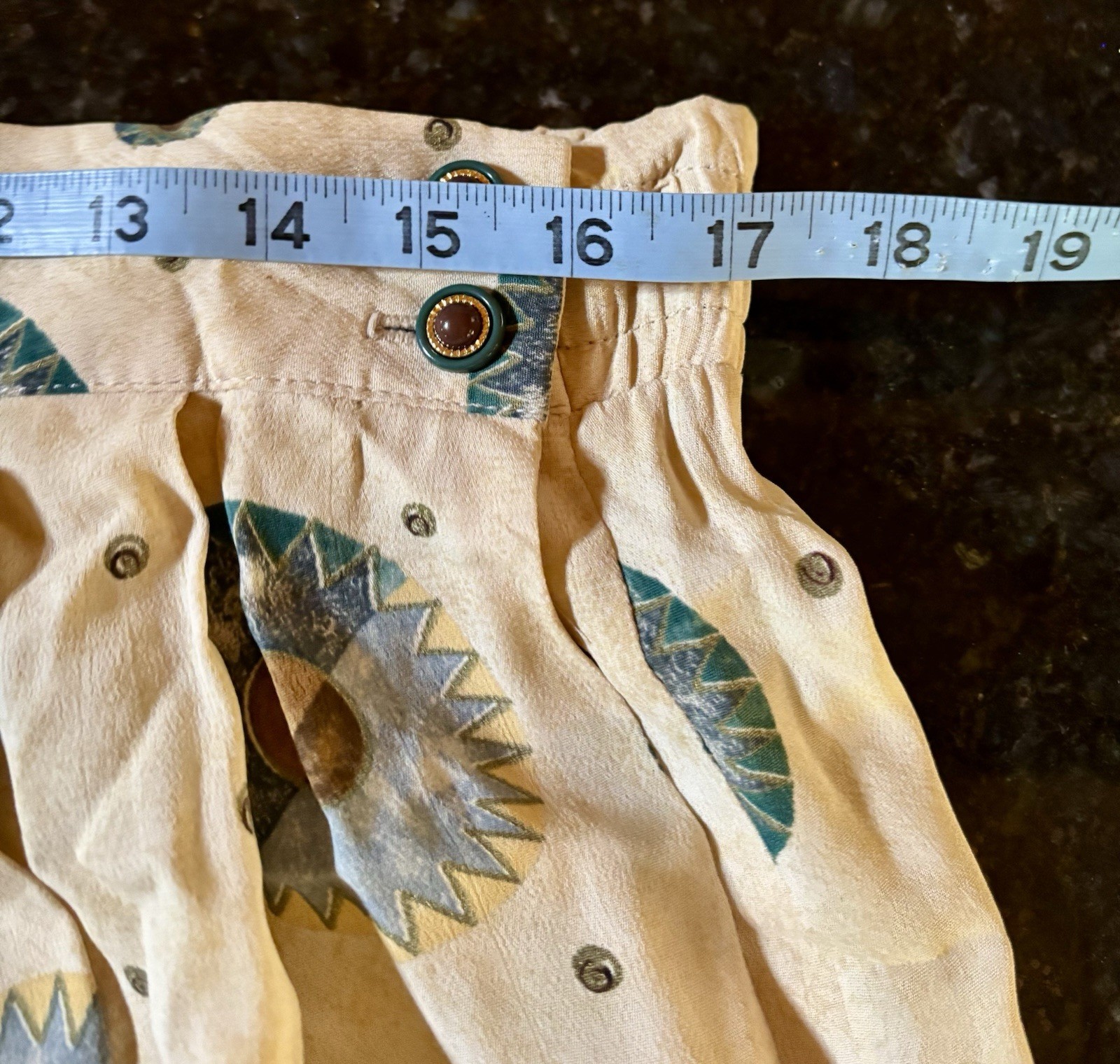 VTG AKF New York High Waisted Celestial Design Culotte Pant Rayon USA Made Sz M
