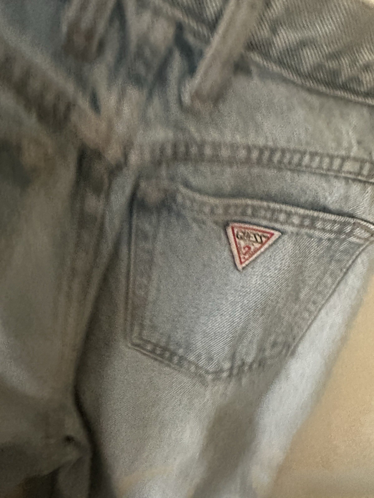 Vintage Guess DENIM JEANS Medium Wash Tapered High Waist 25 W X 27 L Zip Hem