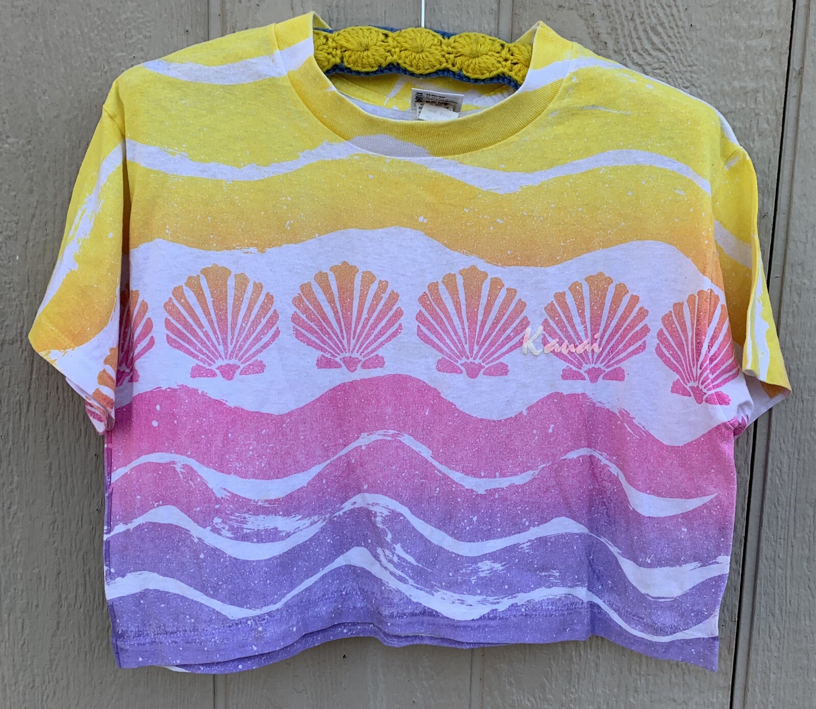 Vintage Crop Top T Shirt Half Shirt Tee Kauai Fun N Sun 80s One Size Made In USA