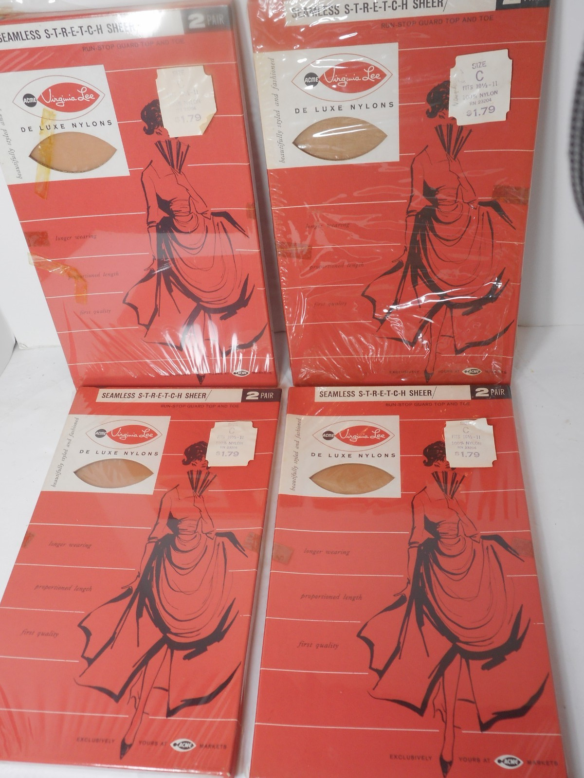 VTG 8 PRS sz 10.5 – 11 NYLON STOCKINGS MIB seamless SEXY Virginia Lee Acme SZ C