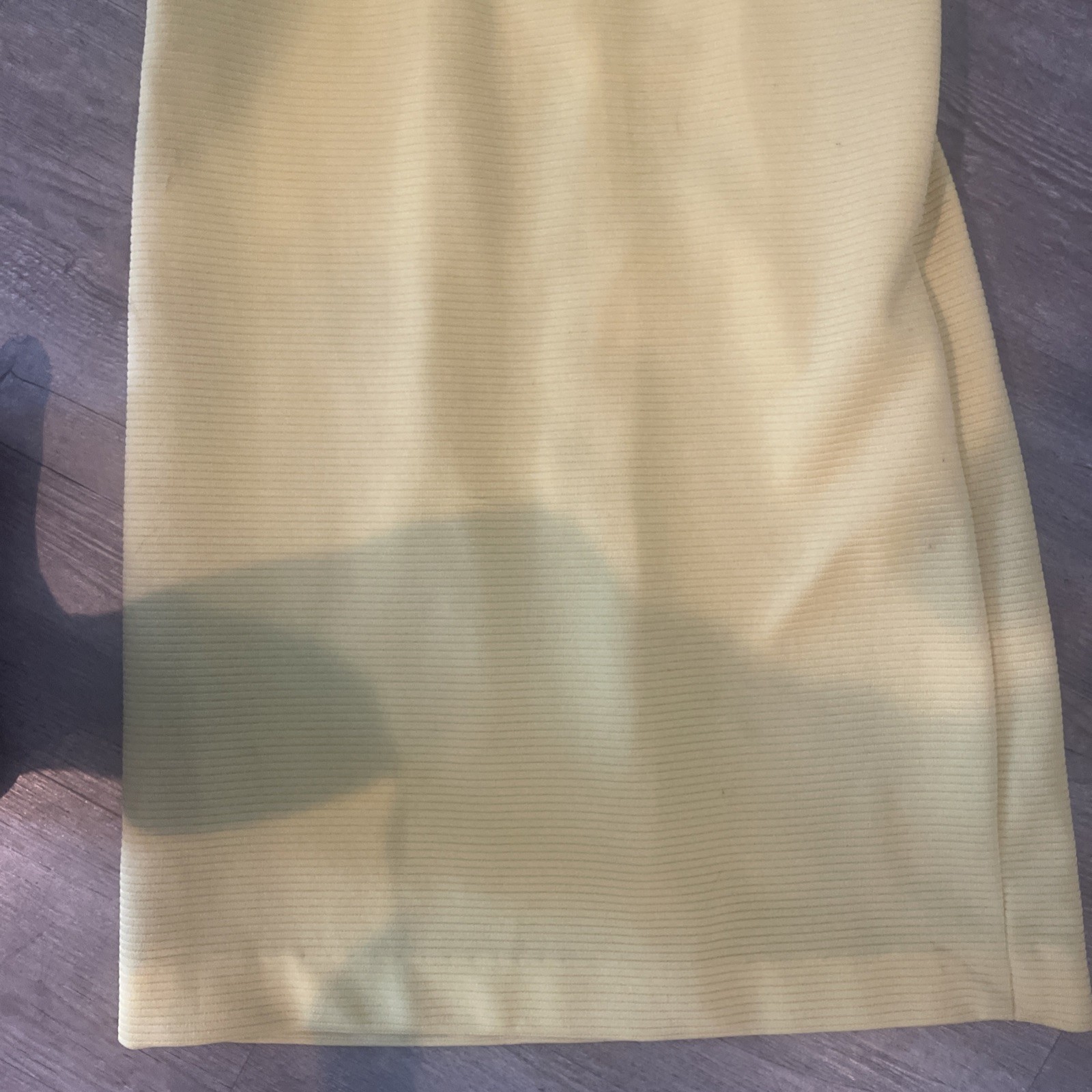 1960s Mod Yellow Textured Knit High Jewel Neck ALine Mini Dress w/Princess Seam