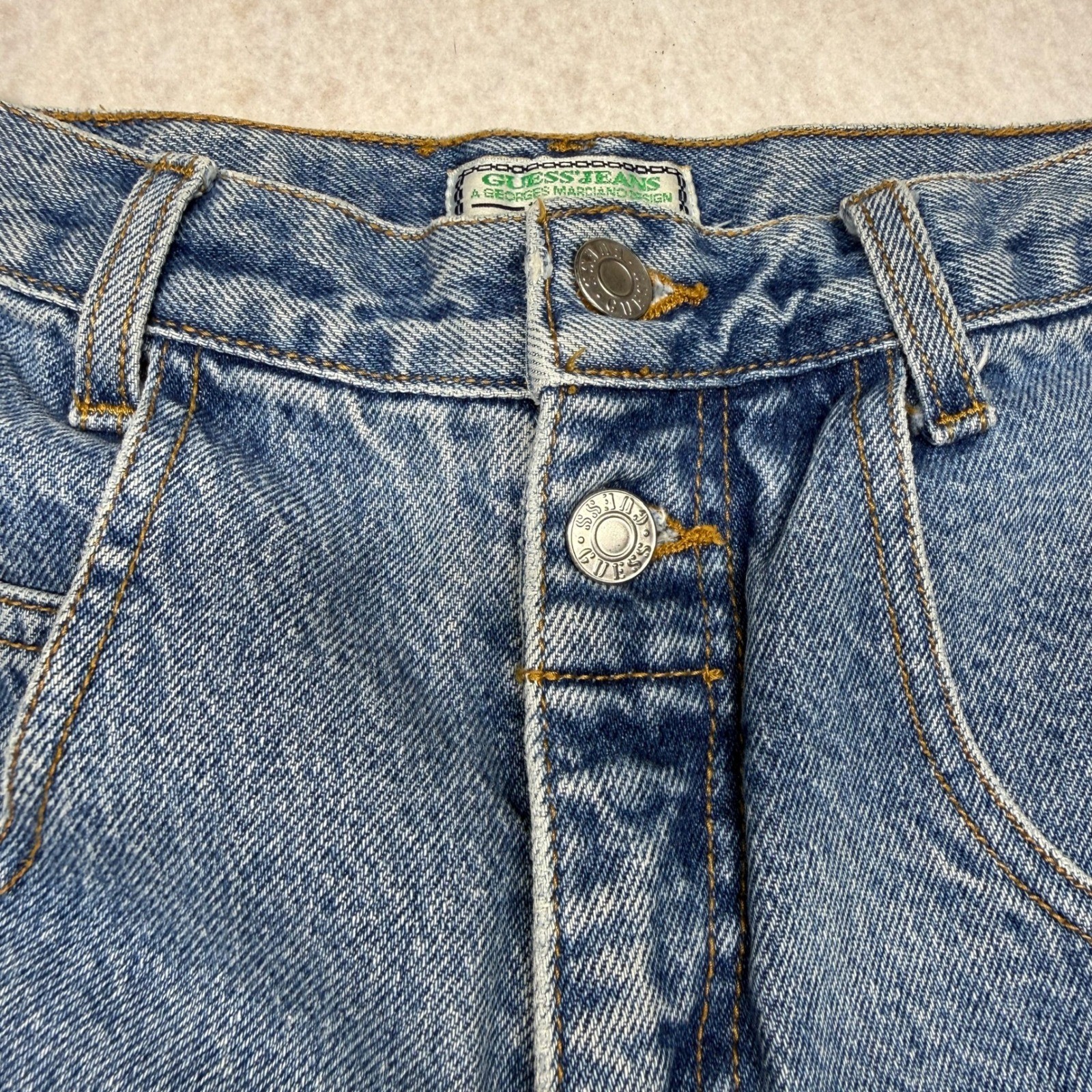 Vintage Guess Jeans Georges Marciano High Waisted Straight Leg Blue Denim 29×32