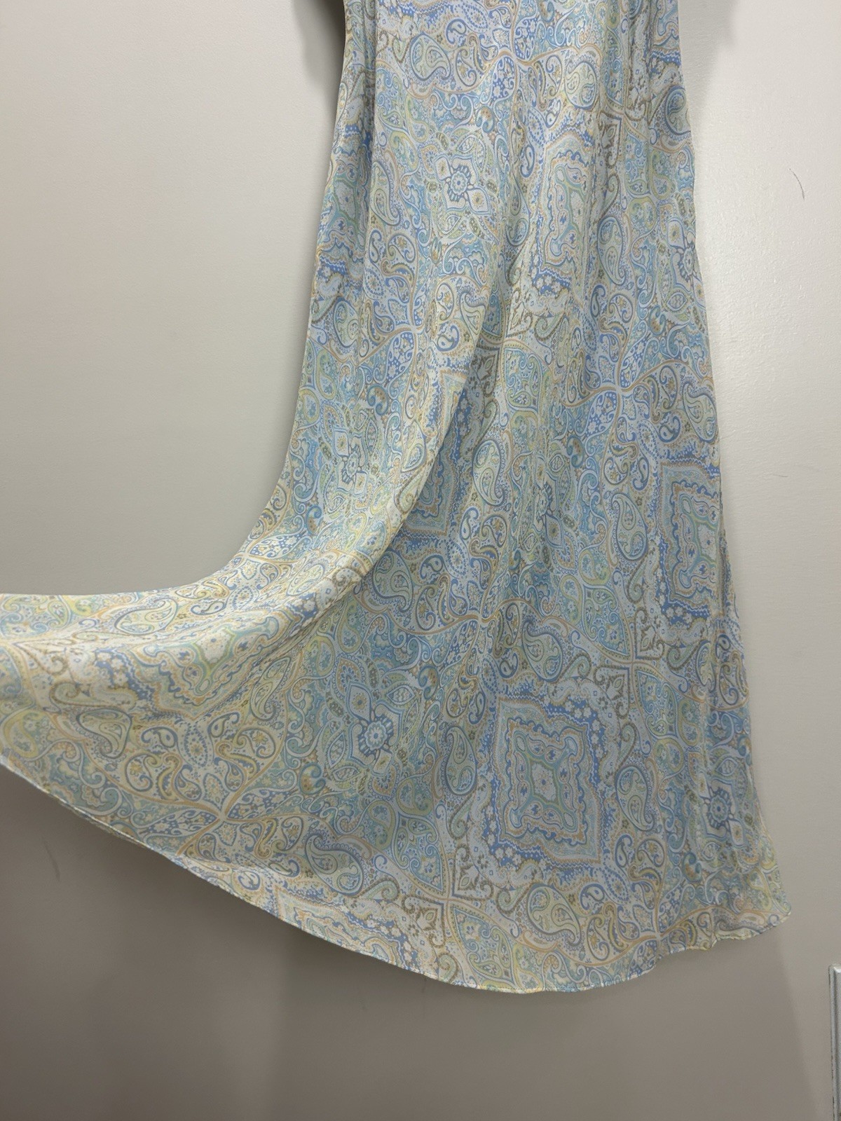 Vintage Express Paisley Milkmaid 100% Silk Dress Size 11/12 Y2K Fairy
