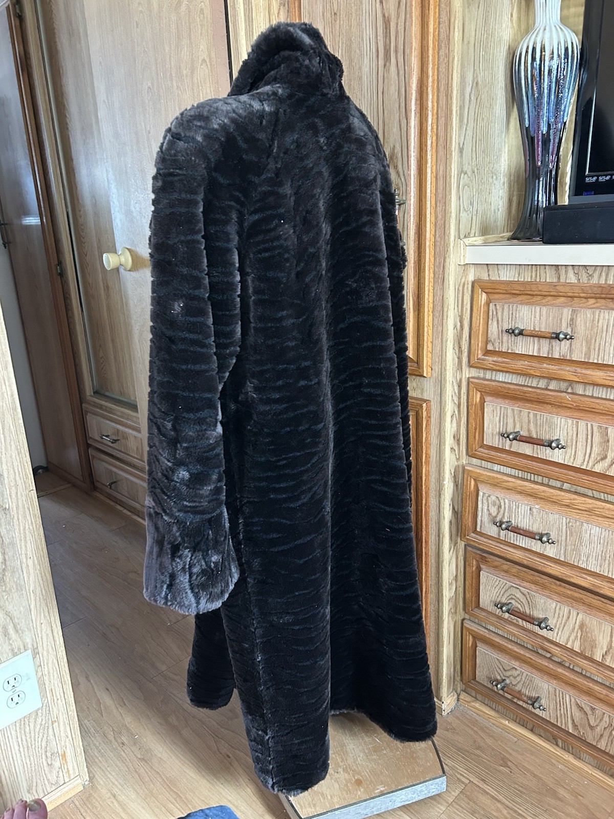 Monterey Fur Mink Coat Vtg Mobwife Black Full Length Faux Fashions Sz L Vegan