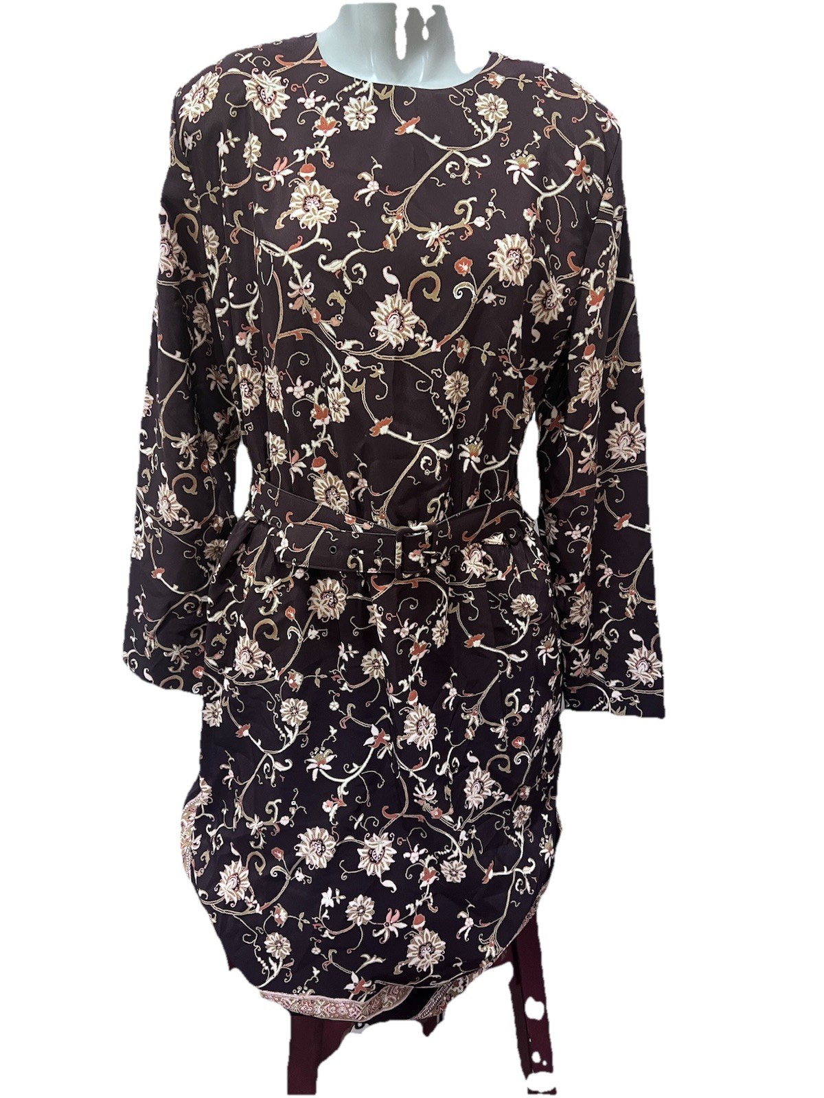 Vintage 60’s Secratary Dress Size 14 (8-10 See Measurements). Floral Brn/Beige