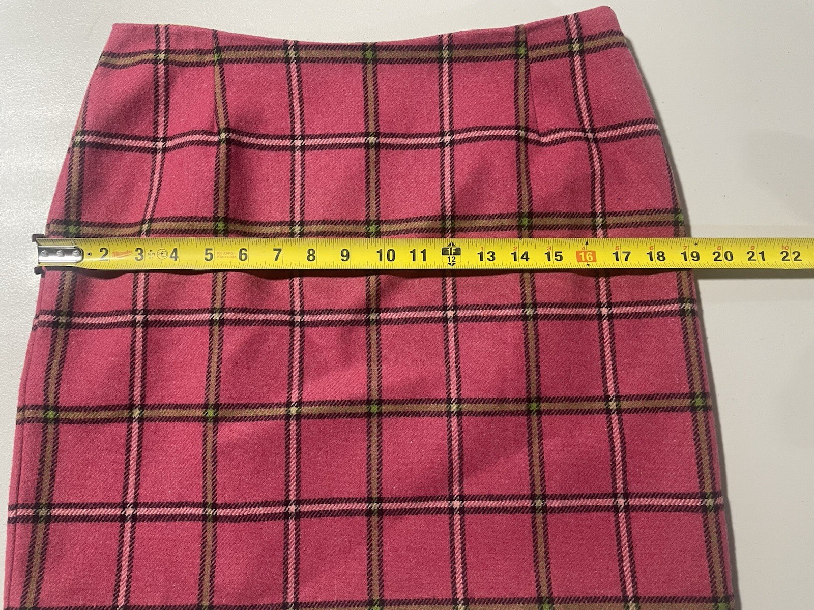 Maxou Vintage Wool Hot Pink Tartan Plaid Pencil Pour Toi Skirt Sz 8 MADE USA