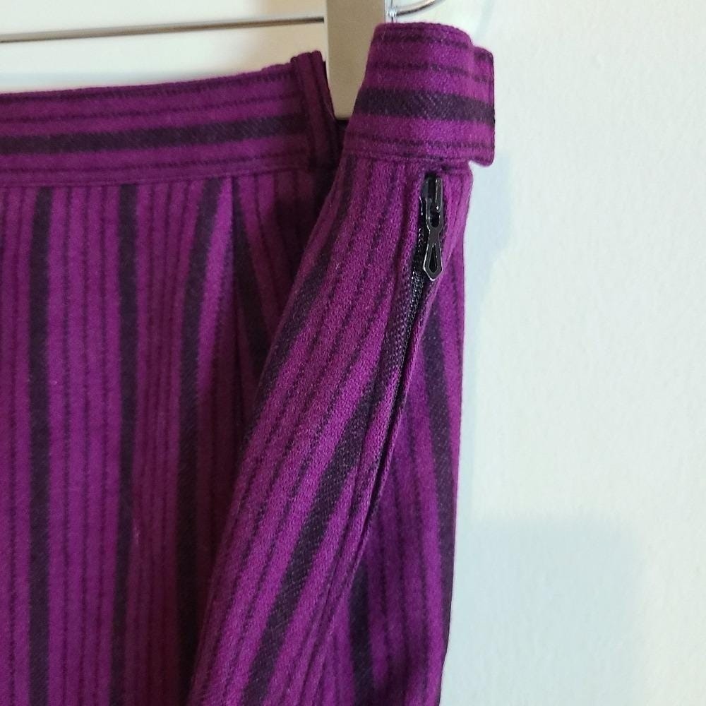 Vintage Purple Pinstripe Pencil Skirt Wool Blend JL Scherrer Paris FR 42 Office