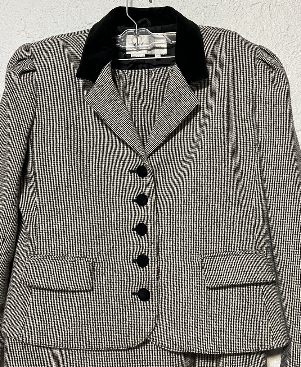 VTG 50’s JONATHAN LOGAN Wool Blend Knit Button Up Jacket & Midi Pencil Skirt Set