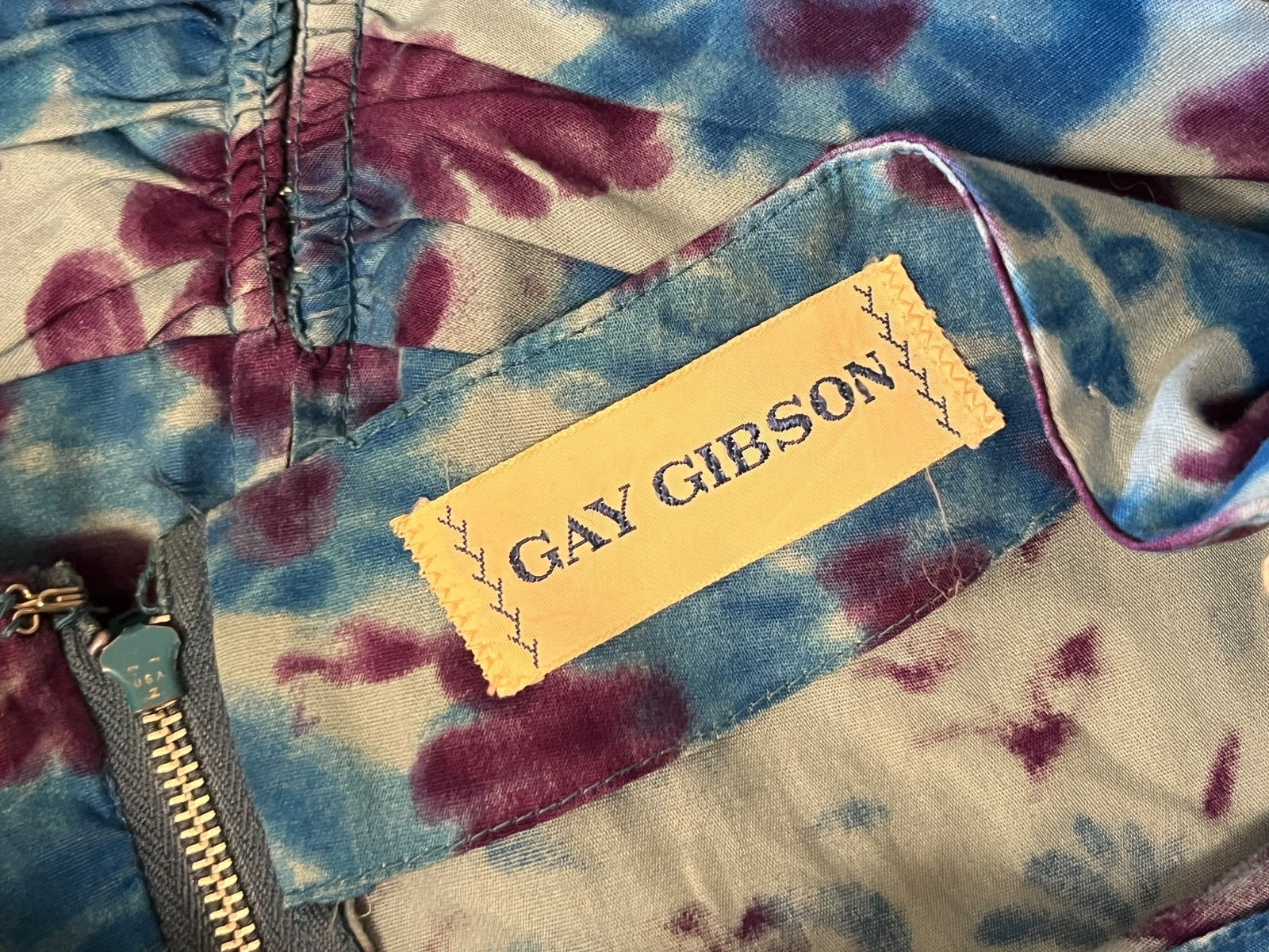 VINTAGE 50s 60s GAY GIBSON BLUE SHORT SLEEVE COTTON DRESS WOMEN’S SIZE SMALL