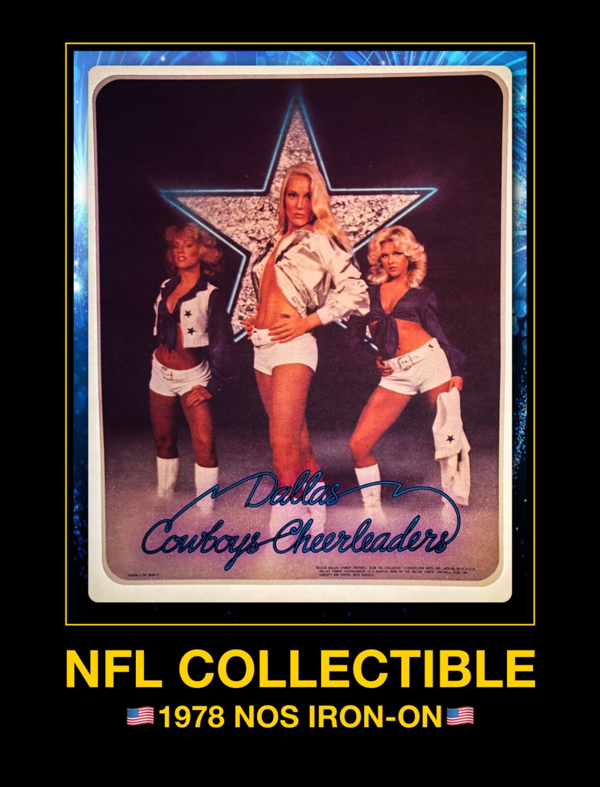 VTG 70s Dallas Cowboys Cheerleader NFL kiss Football T-Shirt Iron-On Transfer