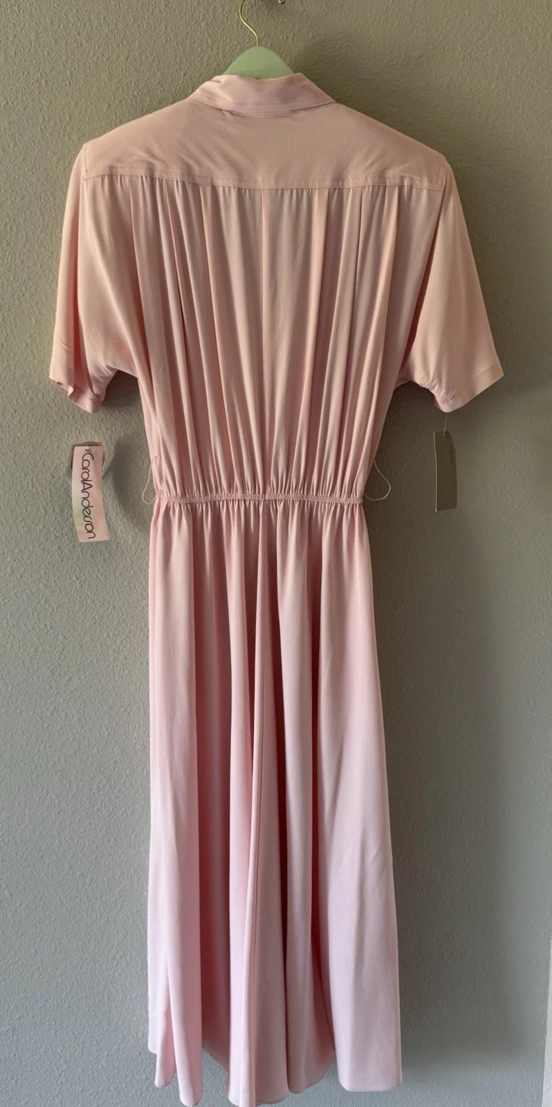 Vintage 80s Carol Anderson Dress Pink Belted Midi NWT Size 8 Power Shoulder USA
