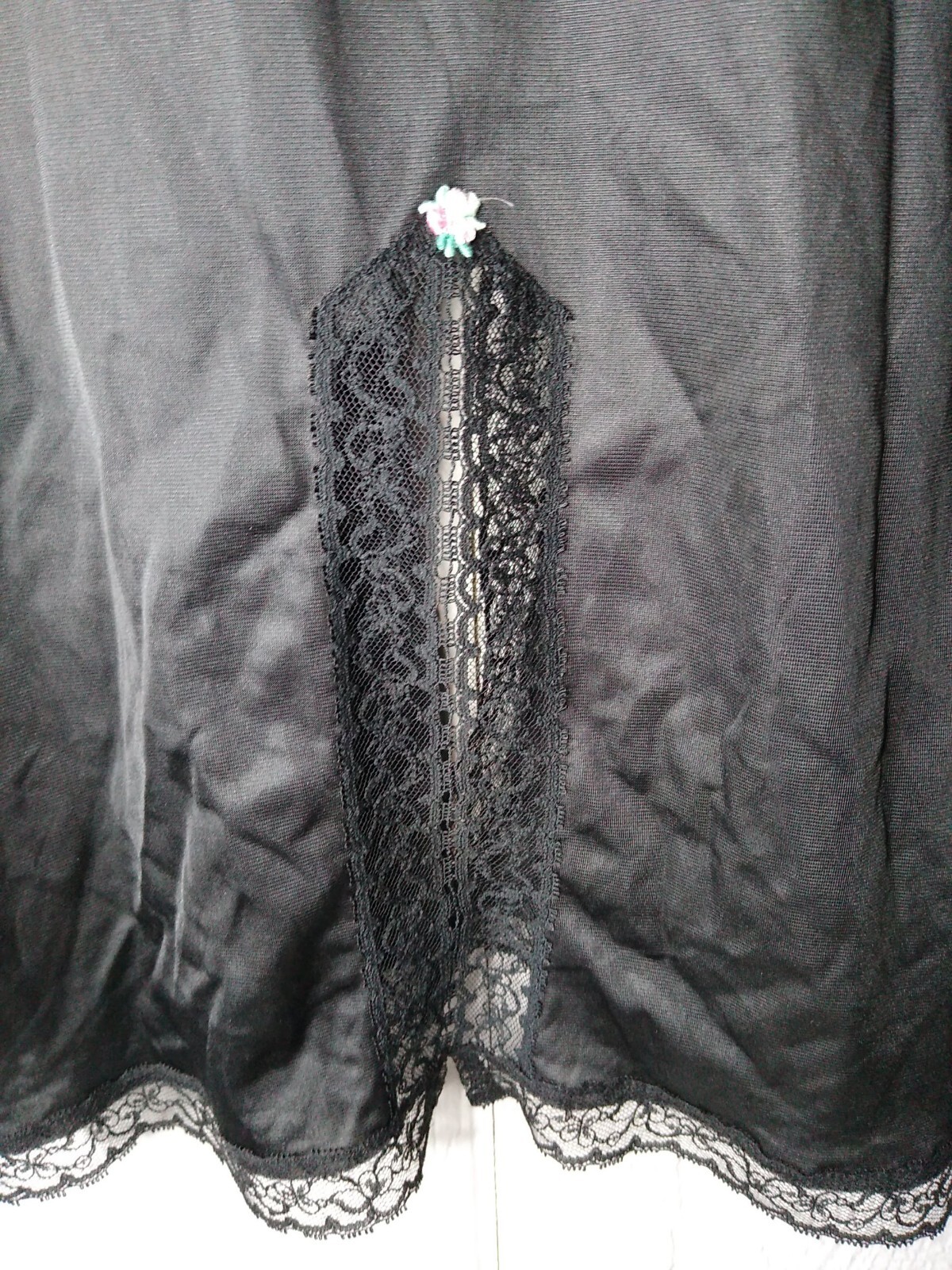 Vintage JC Penney Body Lites Full Slip Dress Nylon Lace Black Sz 34 Made in USA