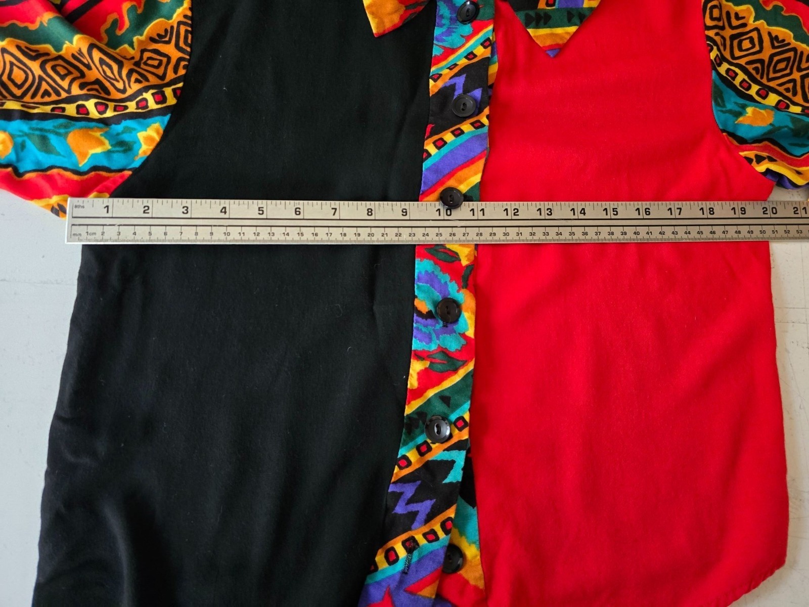 Vintage Tribal Print Colorblock Shirt by F Stop Size M – 90s Retro Button Down