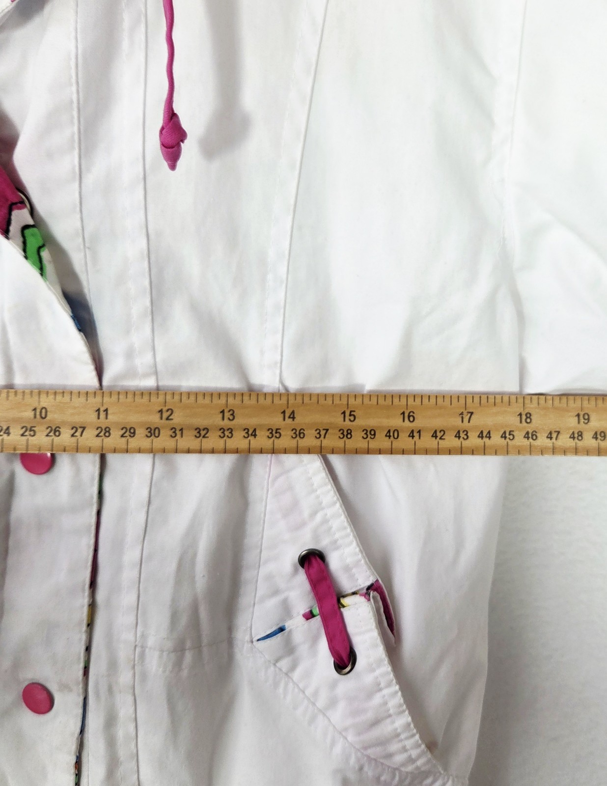 VTG 80’s Current Seen White Windbreaker Jacket Geometric Collar Women 14 Retro