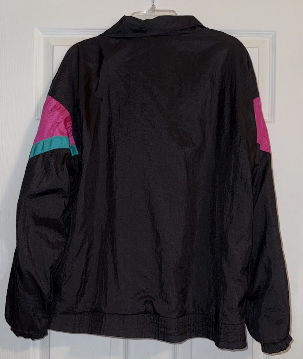 Vintage Longstreet Petite Large Windbreaker Track Jacket 80s/90s EUC Pink Green