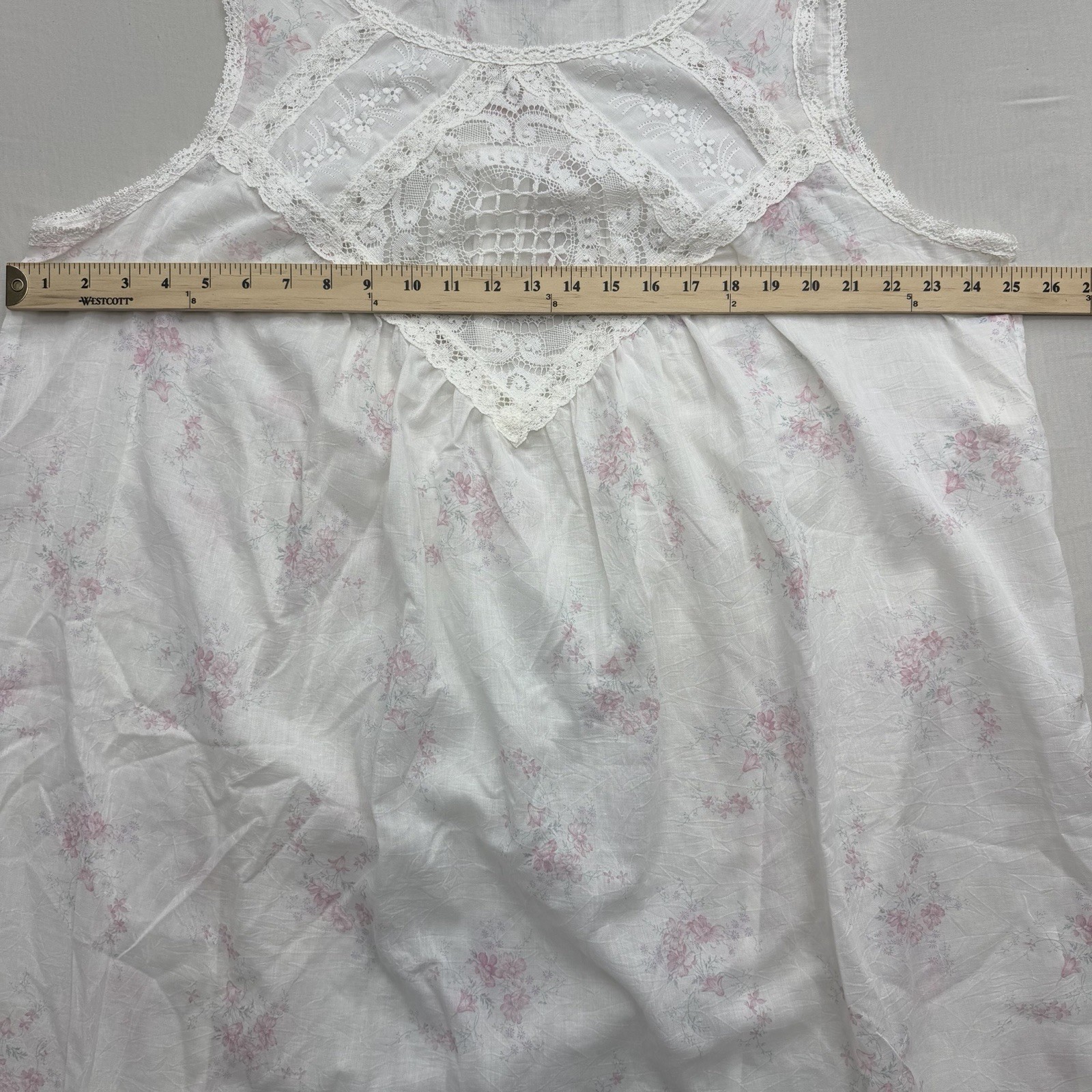Willow Creek Vintage Floral Lace Sleeveless Nightgown Size 1X Plus White Pink XL