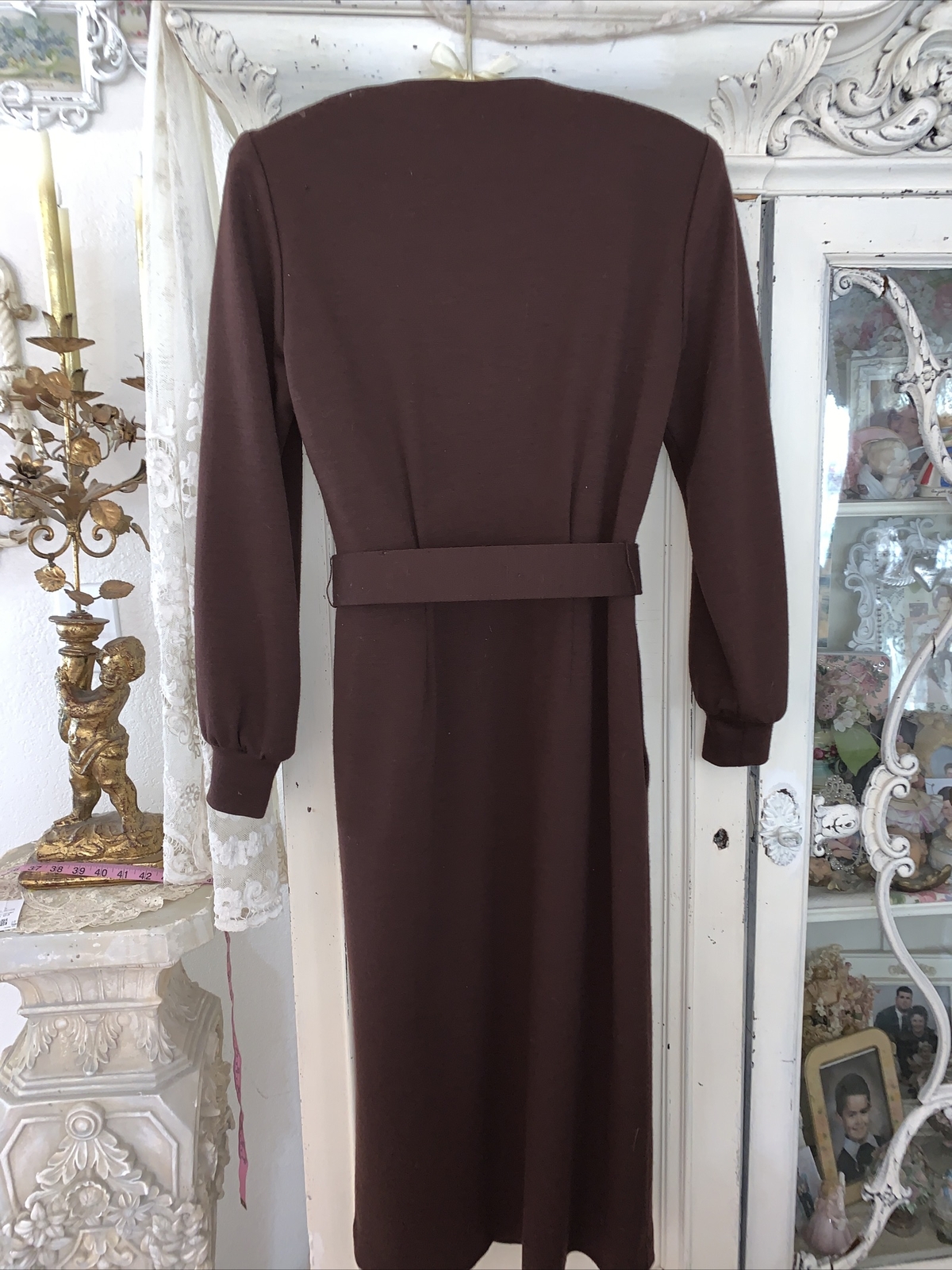 VTG Brooks Brothers Size 4 Virgin Wool Dress Brown Career Pockets Lined Belted