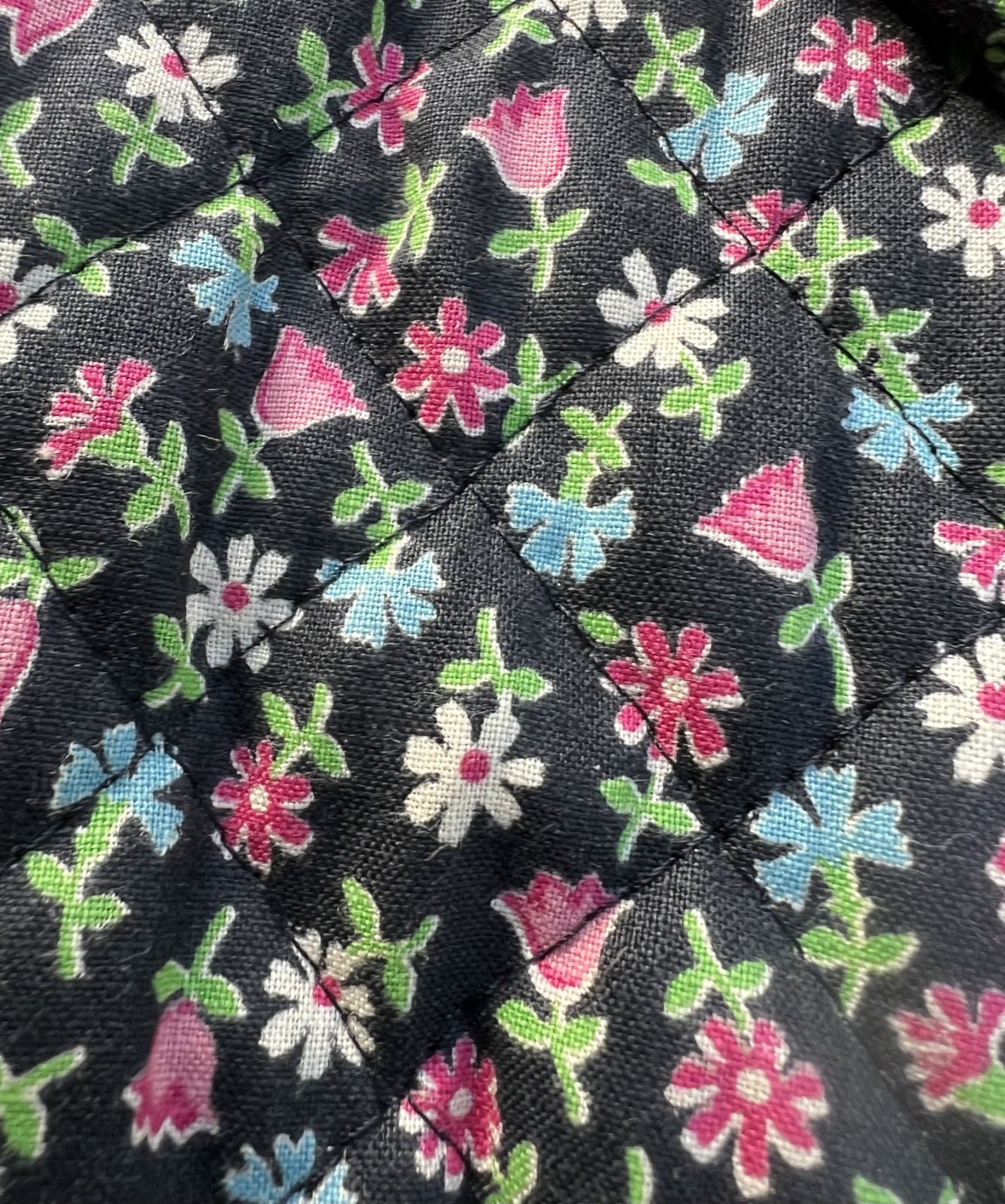 UNIQUE VINTAGE 1940’s BLACK FLORAL PRINT QUILTED SUN DRESS W/ BOLERO