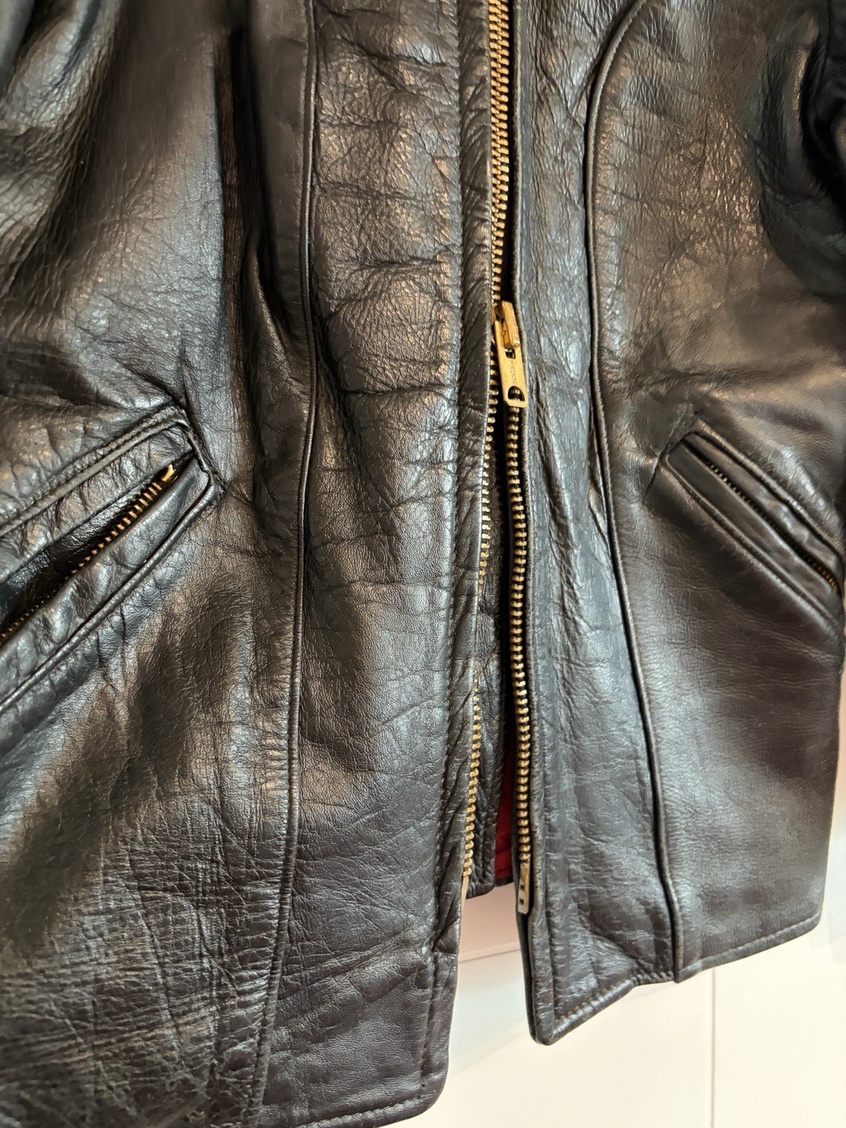Incredible Vintage Women’s Leather Jacket Brass Hardware 38 Inch Chest