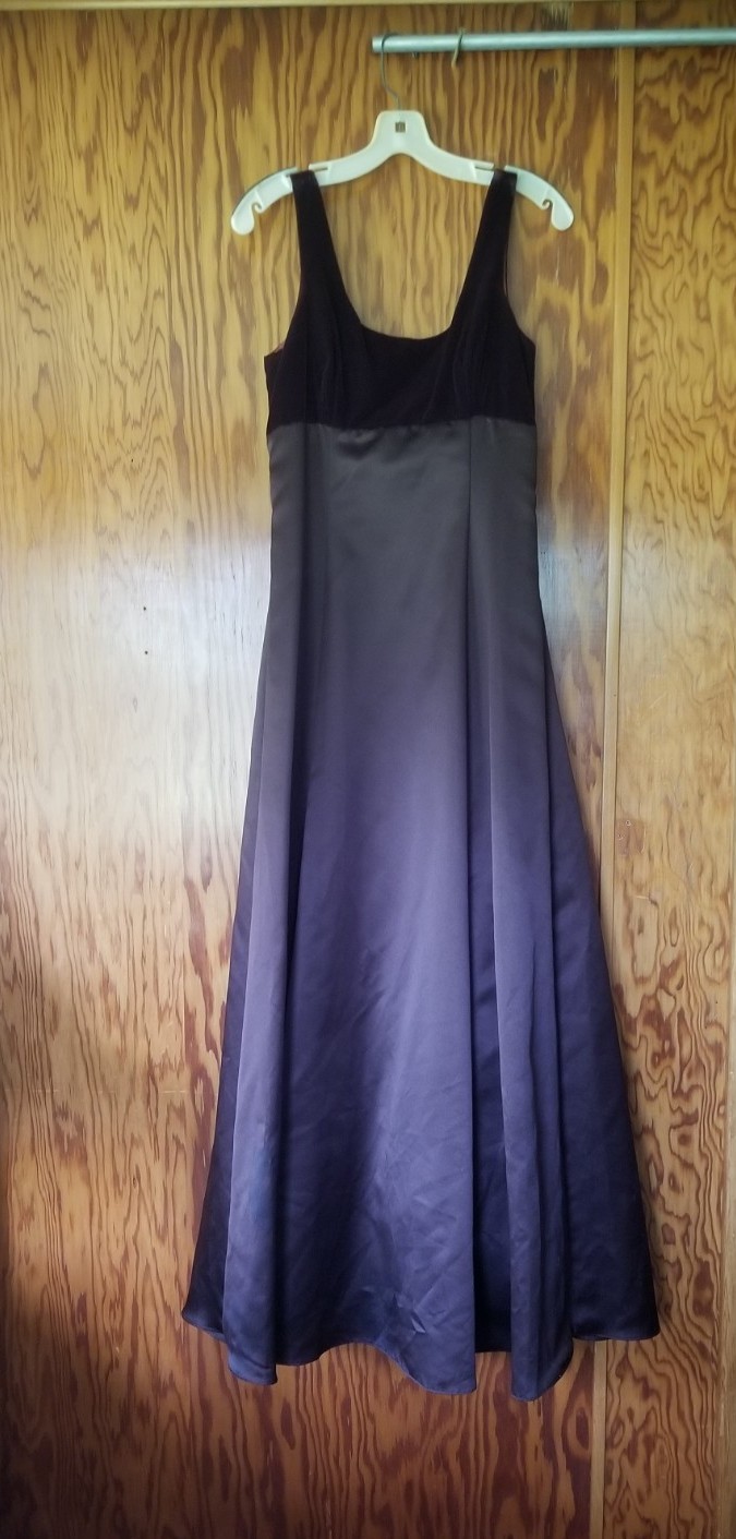 Vtg ZUM ZUM Brown Velvet Bodice Satin Skirt Maxi Gown Juniors Size 11-12 USA