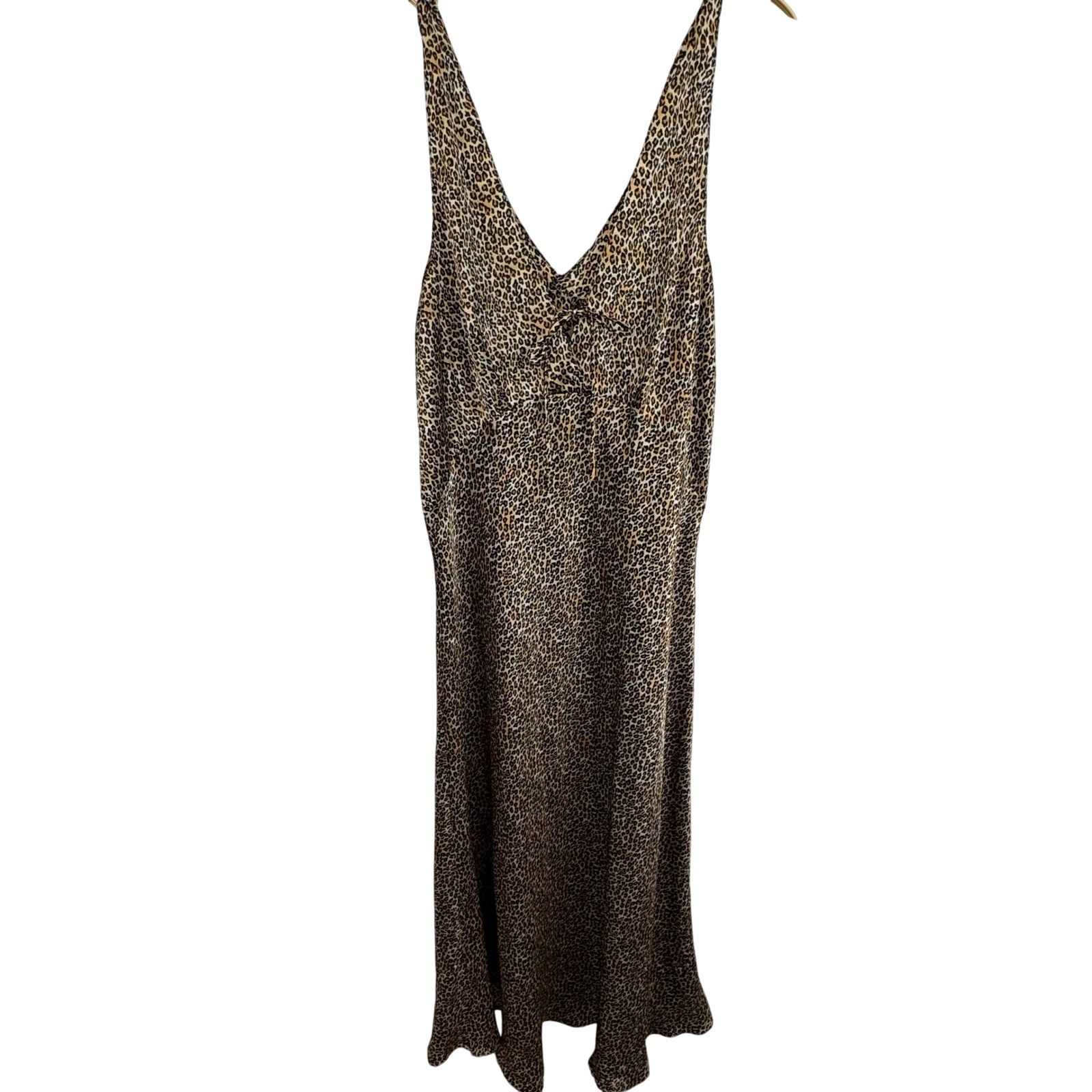 Vintage 90s Y2K Inner Most Cheetah Print Maxi Slip Dress Brown Tan Large