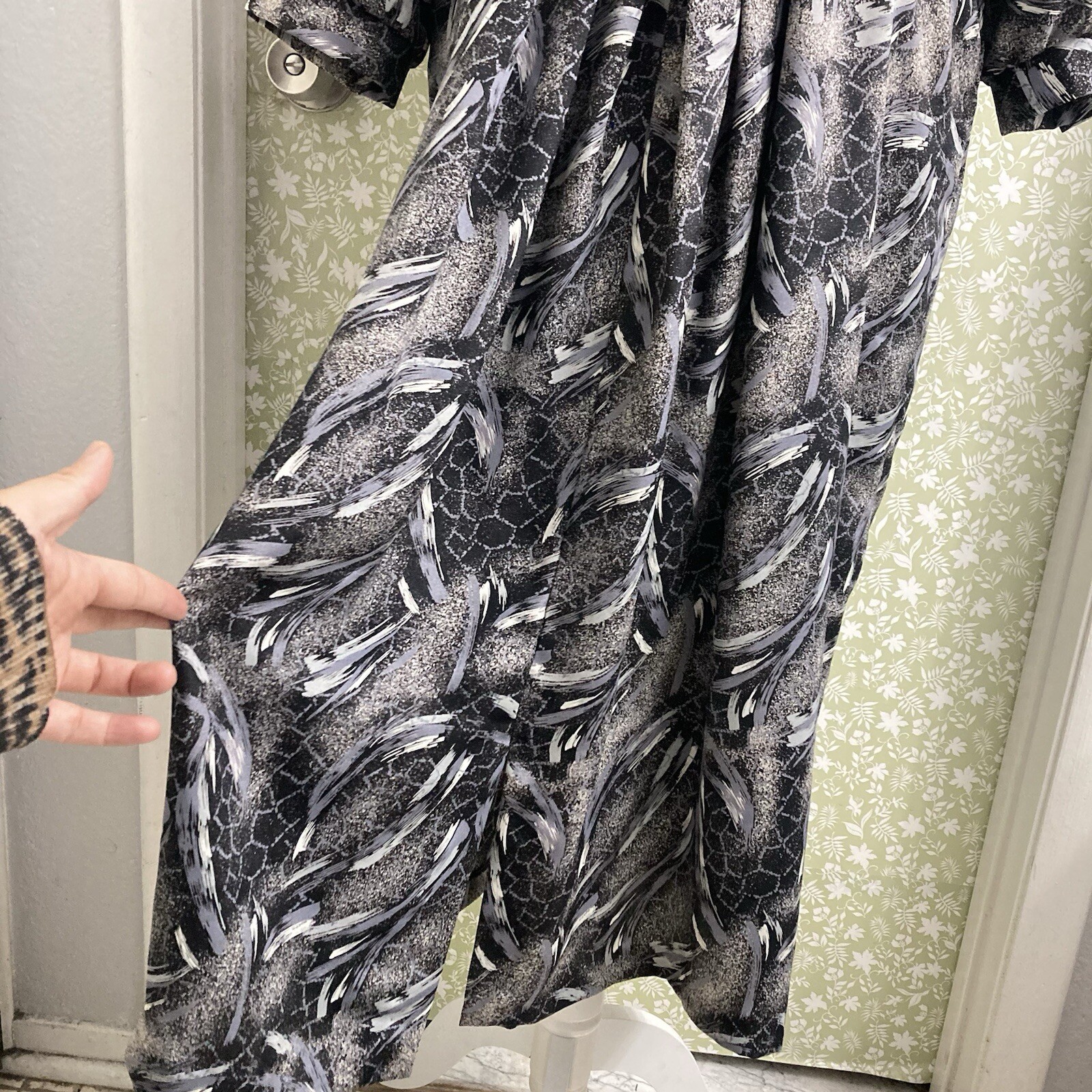 Vintage Von Bramlett L.A. N.Y. Size M 7/8 Black Gray Abstract Pattern Dress