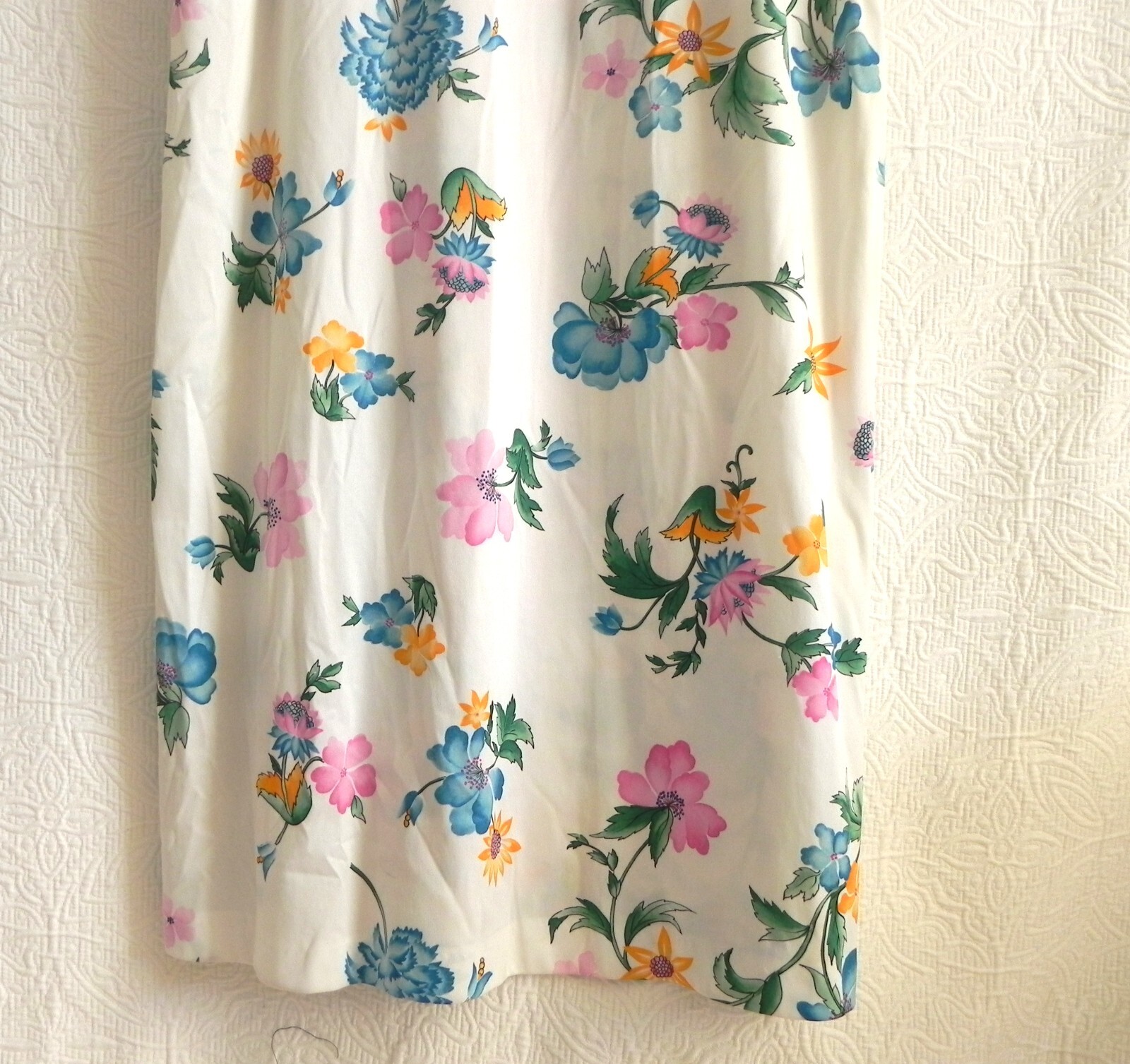 Vtg Evelyn Pearson Robe/Cover-Up Maxi 1/2 Zip Pockets Floral 3/4 Sleeve Size M