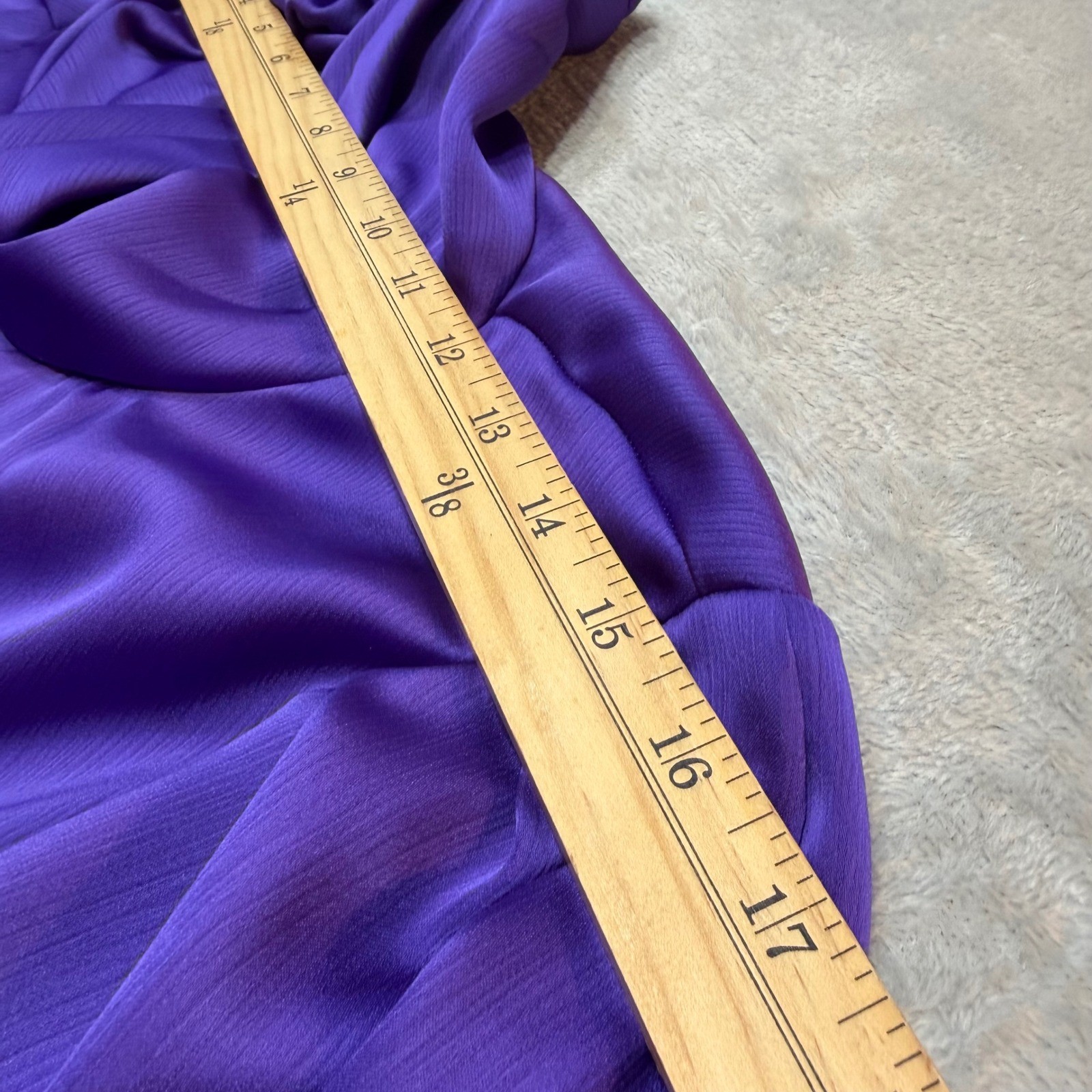 Vintage Purple Cowl Neck Blouse 80s Puff Shoulder Power Dressing Dark Office