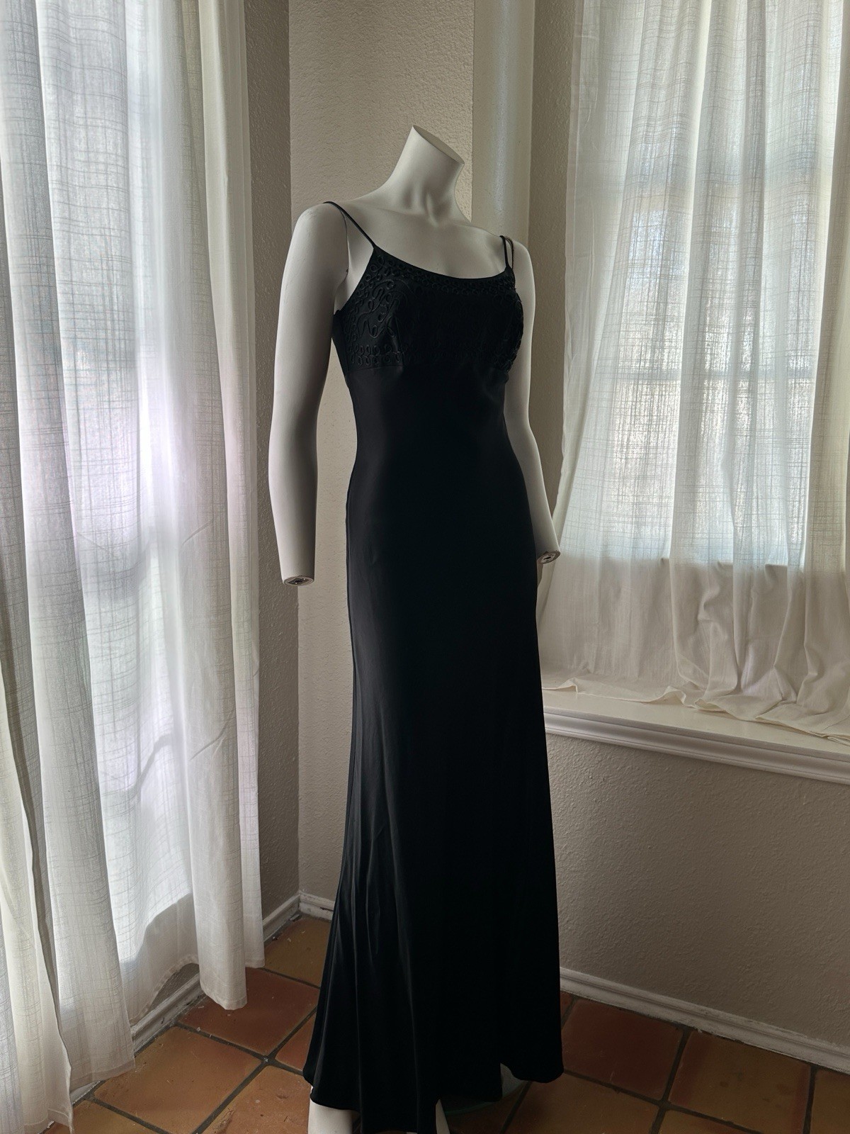 Vintage 90s Goth Grunge Vampy Satin Evening Dress Size Small