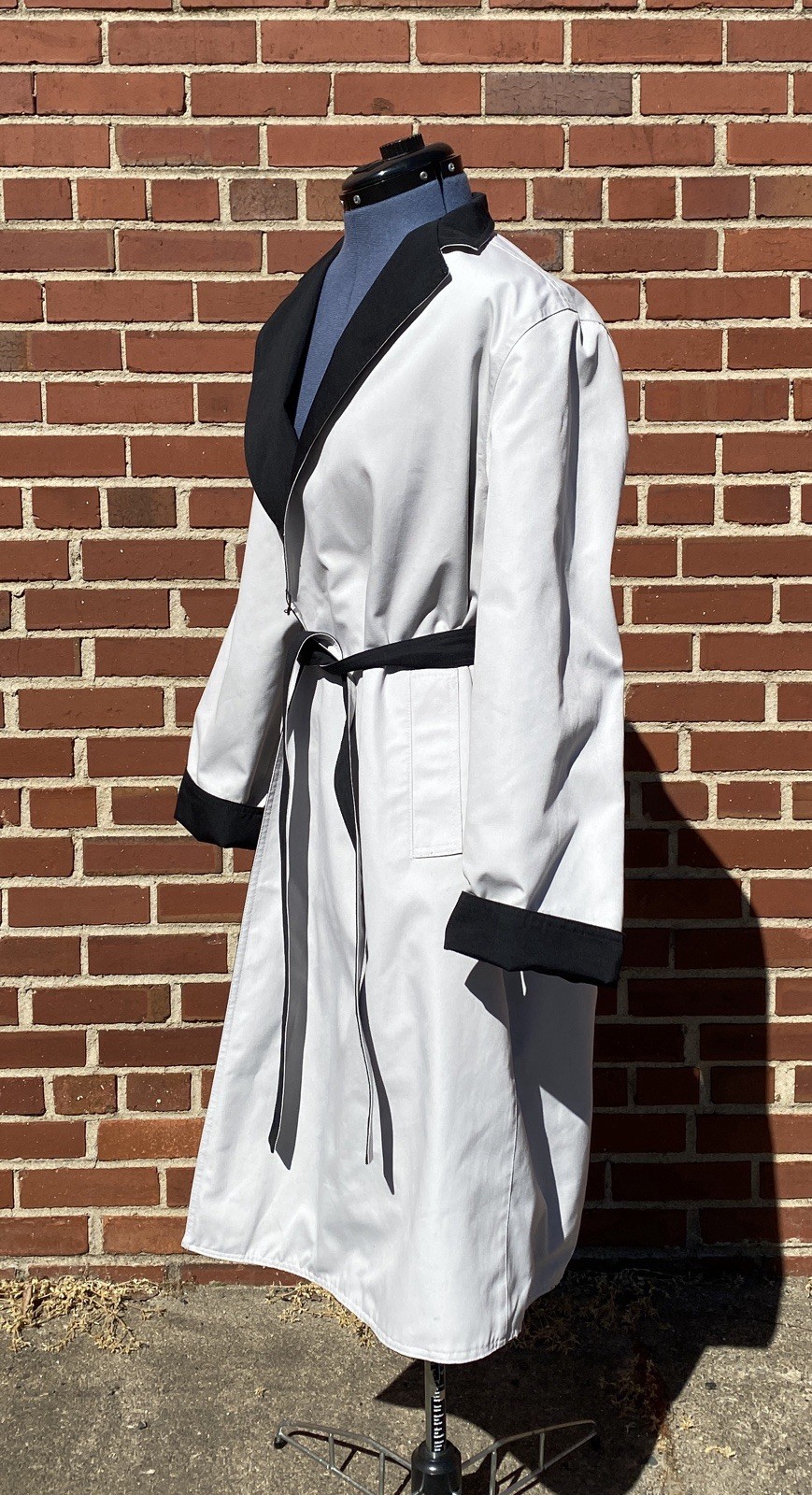 Vintage 80s Ladies Trench Coat Black And Light Grey Reversible By Townhouse Sz L