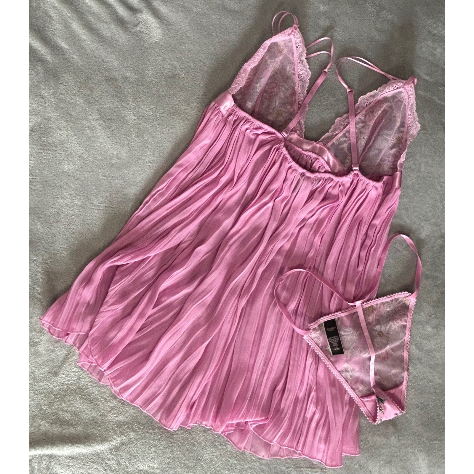 Victoria’s Secret NWOT Very Sexy Garden Party Pleated Babydoll Set Pink Floral L