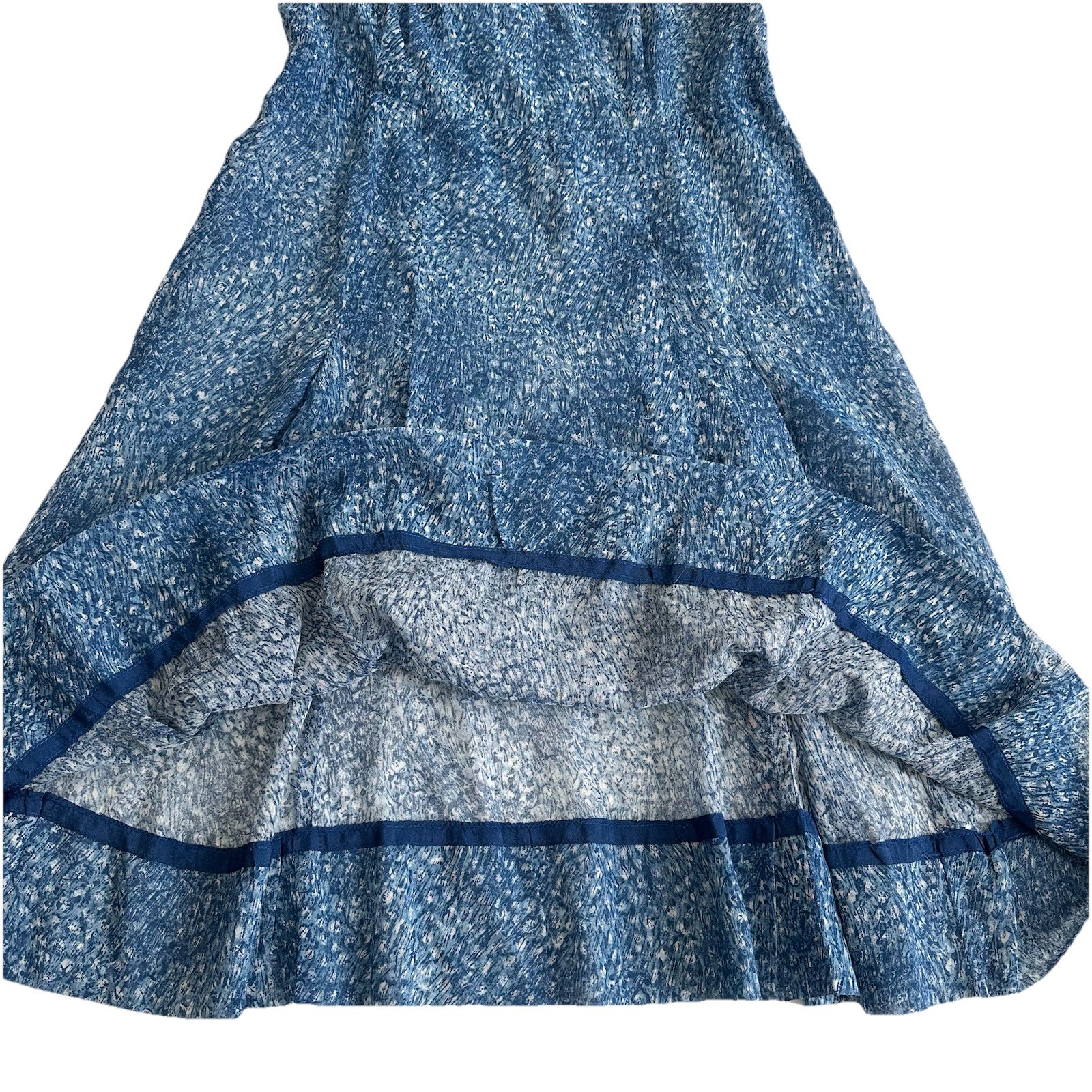 Vintage Herbert Levy Blue Crepe Party Dress Scalloped Neck Pintuck Union Size M*