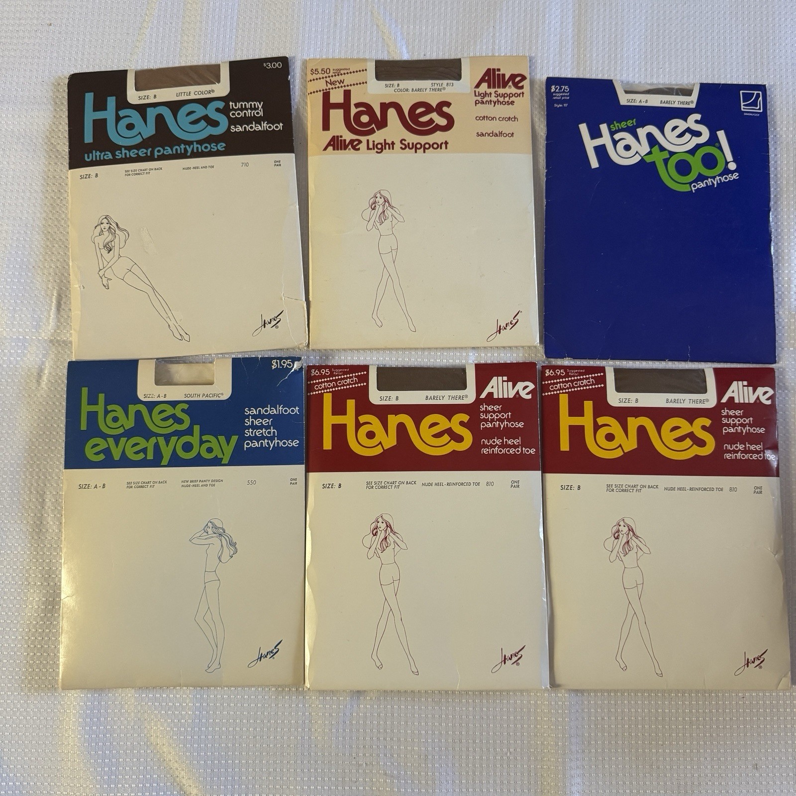 Vintage Hanes Pantyhose Lot 6 New Packages 80s Size A/B Stockings