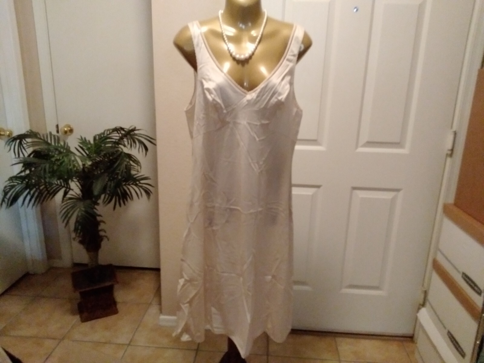 Vintage Full Slip Dress Chemise European Size M-L Triumph Intl Beige