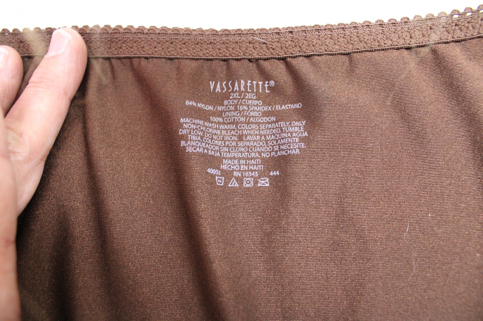 Vint. Sissy Nylo/Spand Brown Glow Brief High Waist Tummy Control Silky Panties 8