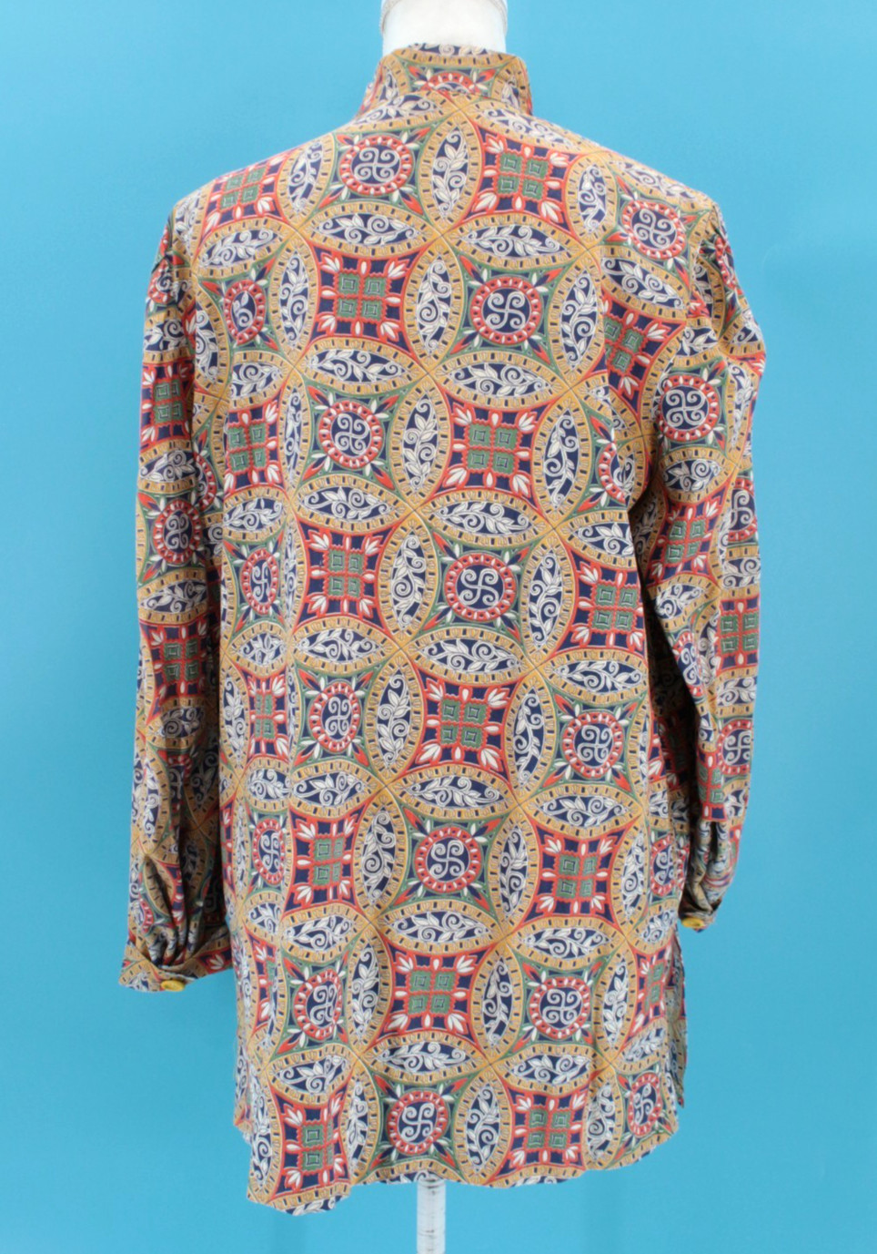 VTG Women’s 40s Colorful Abstract Print Button Front Smock / Shirt Sz M/L 1940s