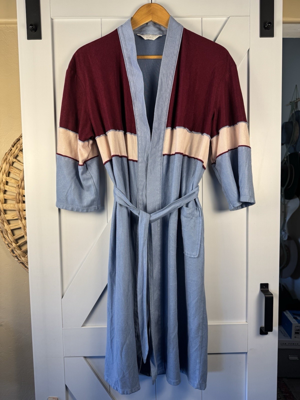 Vintage Michael James Colorblock Robe USA Belted Lounge Sz 20/22