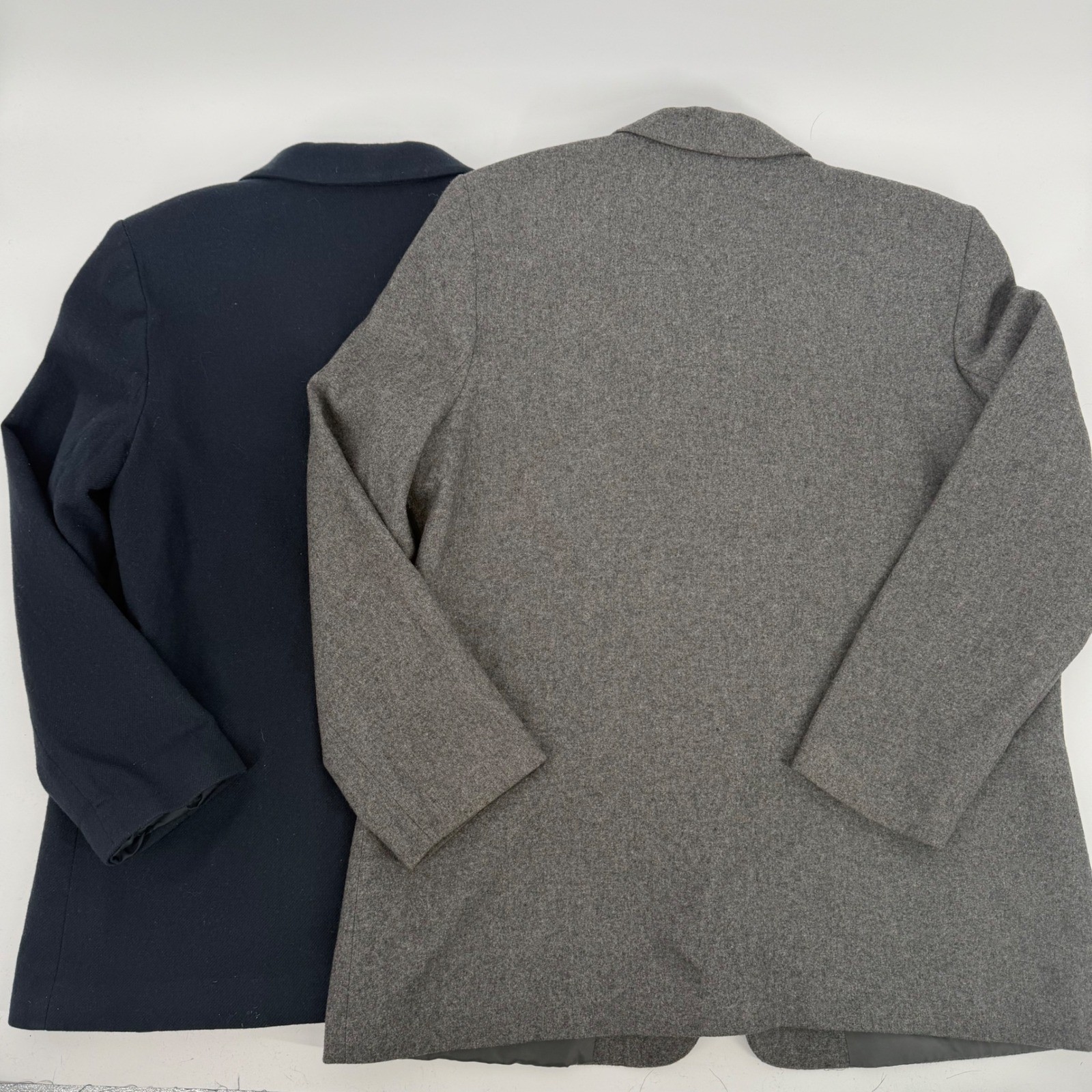 VTG Y2K Officecore Wool Blend Blazer Lot 2 Gray Navy Tailored Jackets 16