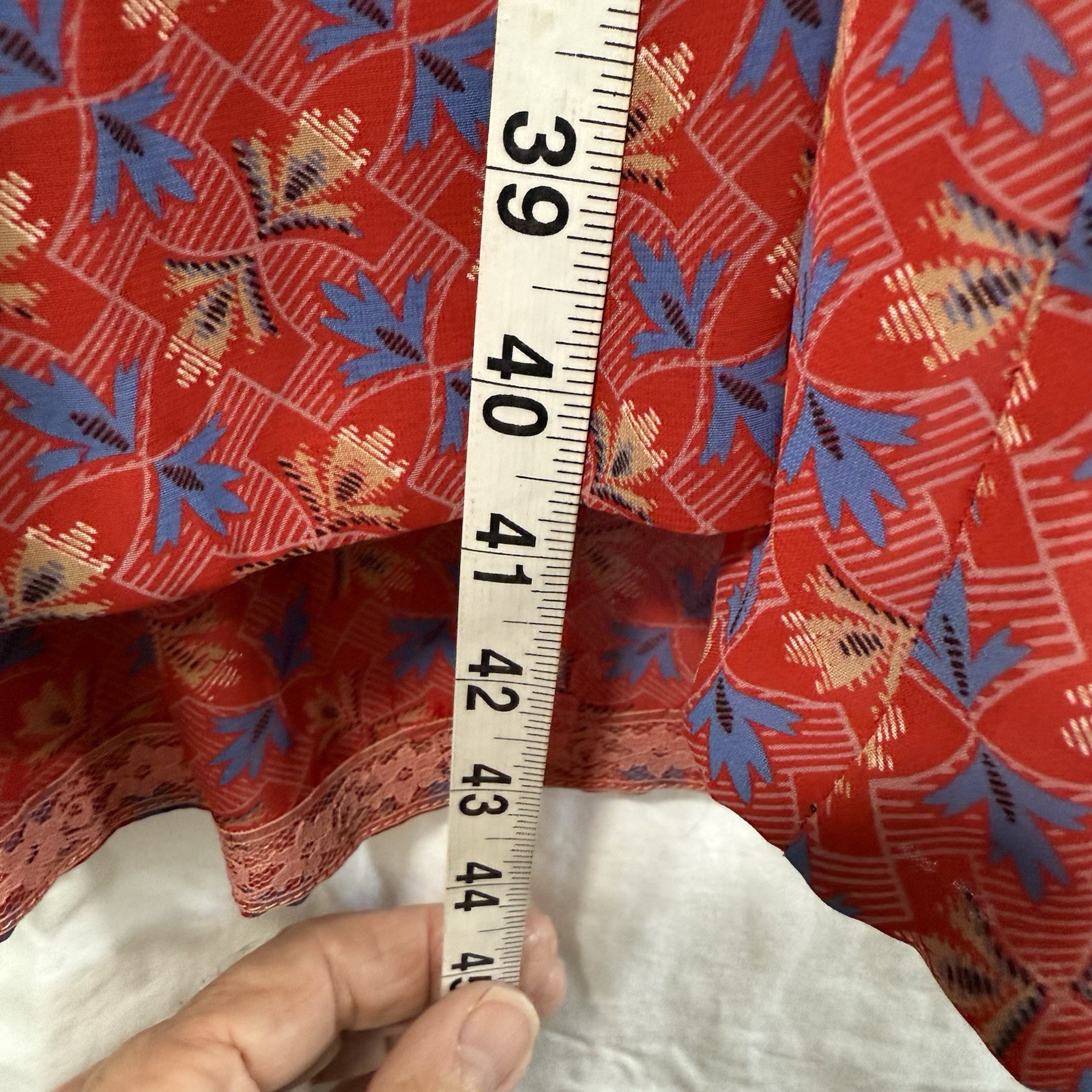 VTG 70’s L Rothschild San Francisco Red Floral Prairie Cottagecore Dress No Sz