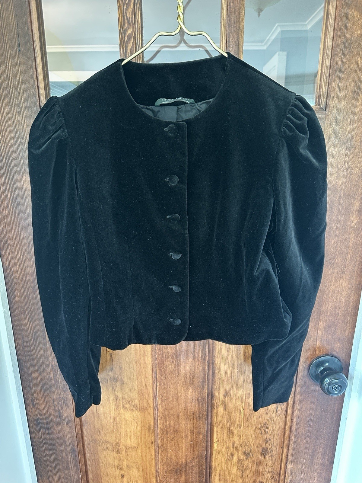 Vintage 80s 90s Laura Ashley Black Velvet Puff Sleeve Cropped Jacket Victorian