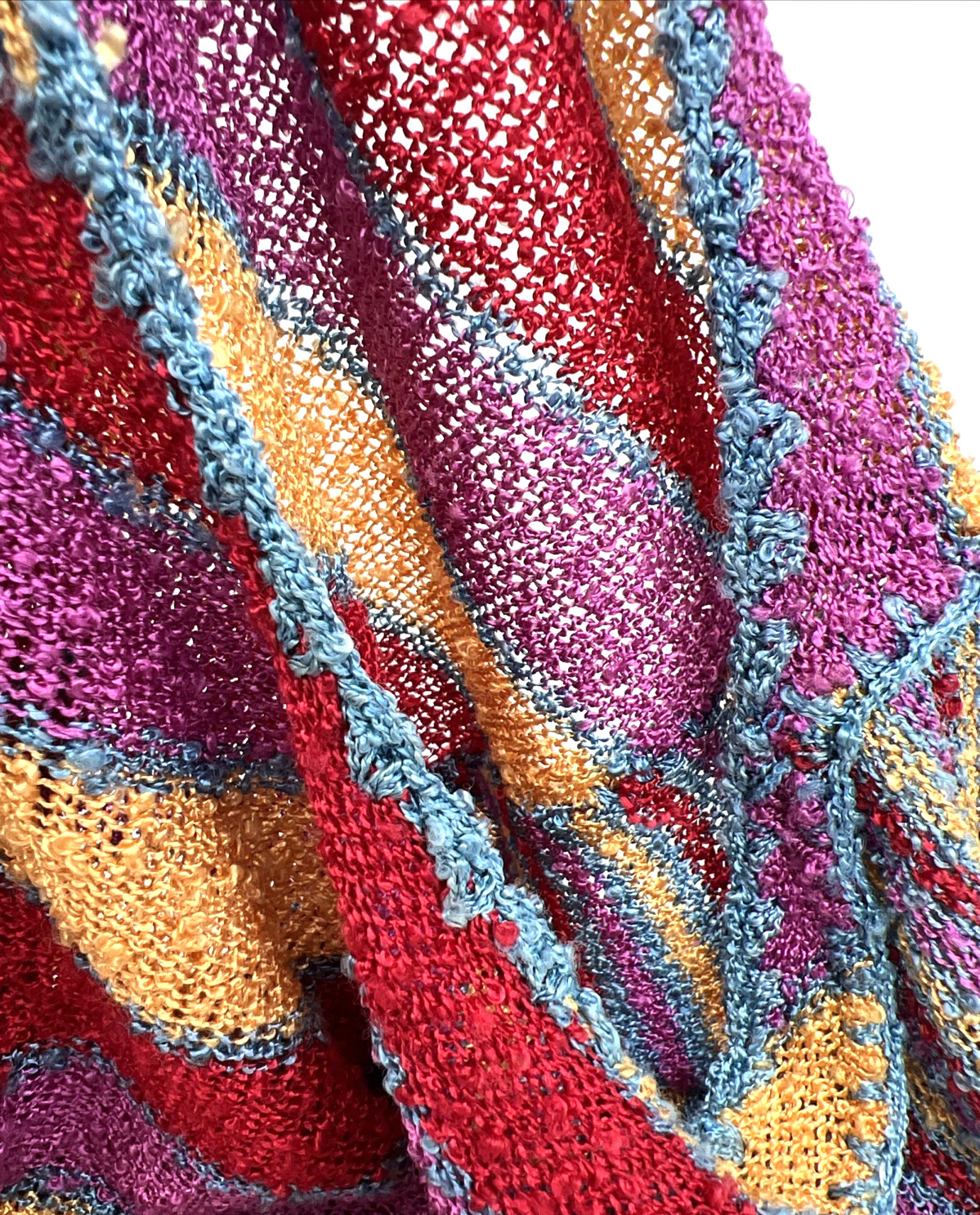 VTG French Rags Women’s Small Top Raw Silk & Rayon Hand Loomed Boho Made USA