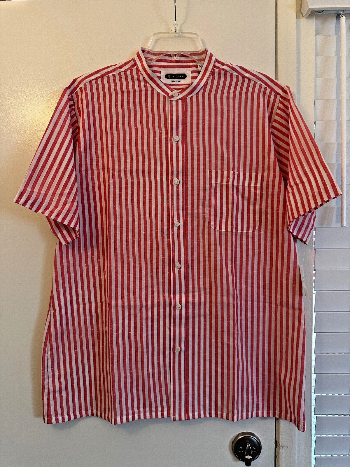 Vintage NWT Sea Isle by Arrow Women’s Button-up Shirt Large Red White Stripe