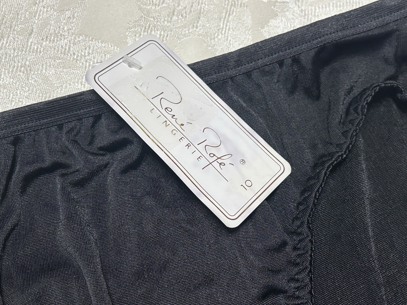 NWT Vtg RENE ROFE’ Feels Like Satin Polyester Hi-Leg 10 Black Panties #418