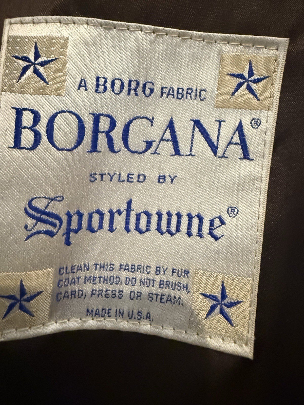 70s Borgana Sportowne Faux Fur Double Breasted Trench Coat USA teddy bear VTG