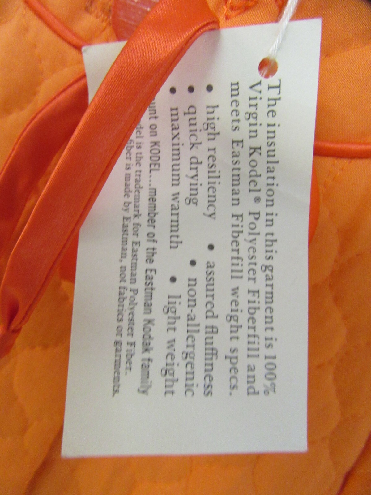Vintage Kodel Quilted House Coat Orange Size 14 Button Front 1 Pocket