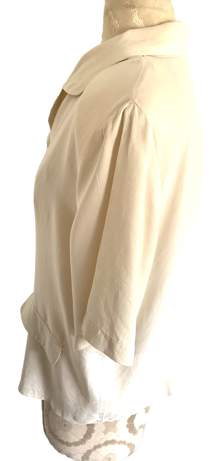 KIM ROGERS Ivory Cream Blouse 100% Silk Short Sleeve Buttons Size Large