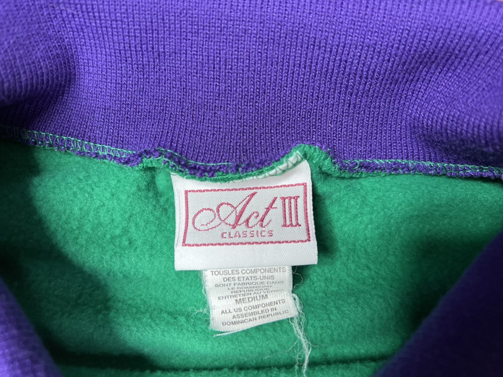 Vintage Act III Collared Sweatshirt Teddy Bear Womens Medium Green U3