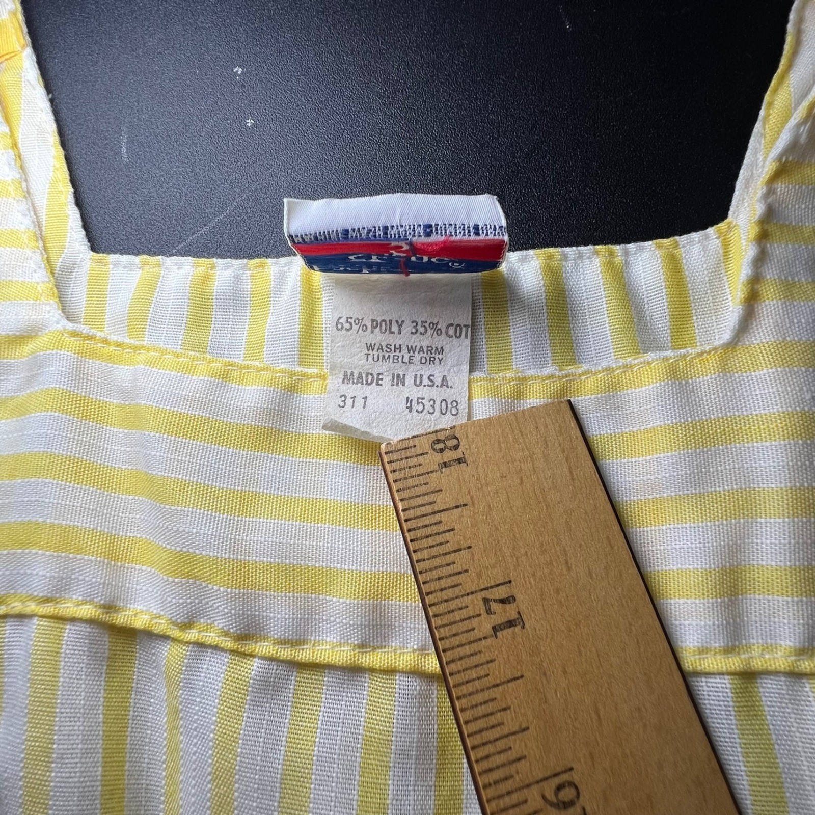 Vintage Yellow Striped Pinafore Apron Dress Womens S Future Nurses Club Uniform